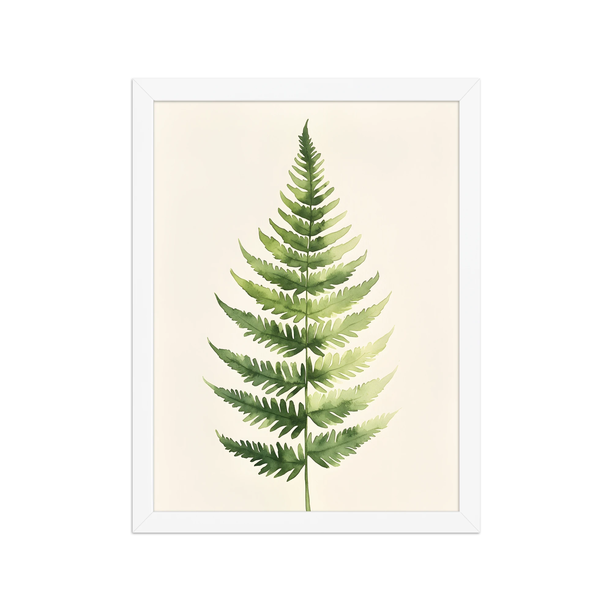 Morning Fern — Japandi zen nature framed print, minimalist Japanese wall art