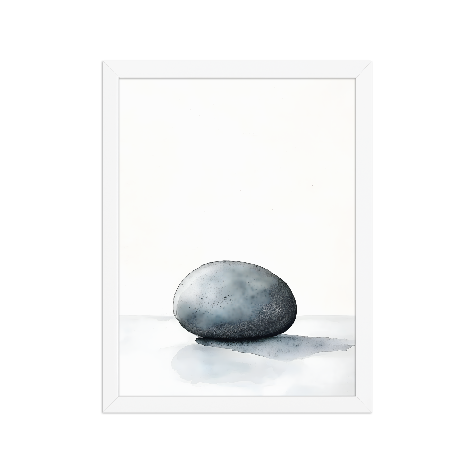 Worn Stone — Japandi wabi-sabi framed print, minimalist Japanese wall art