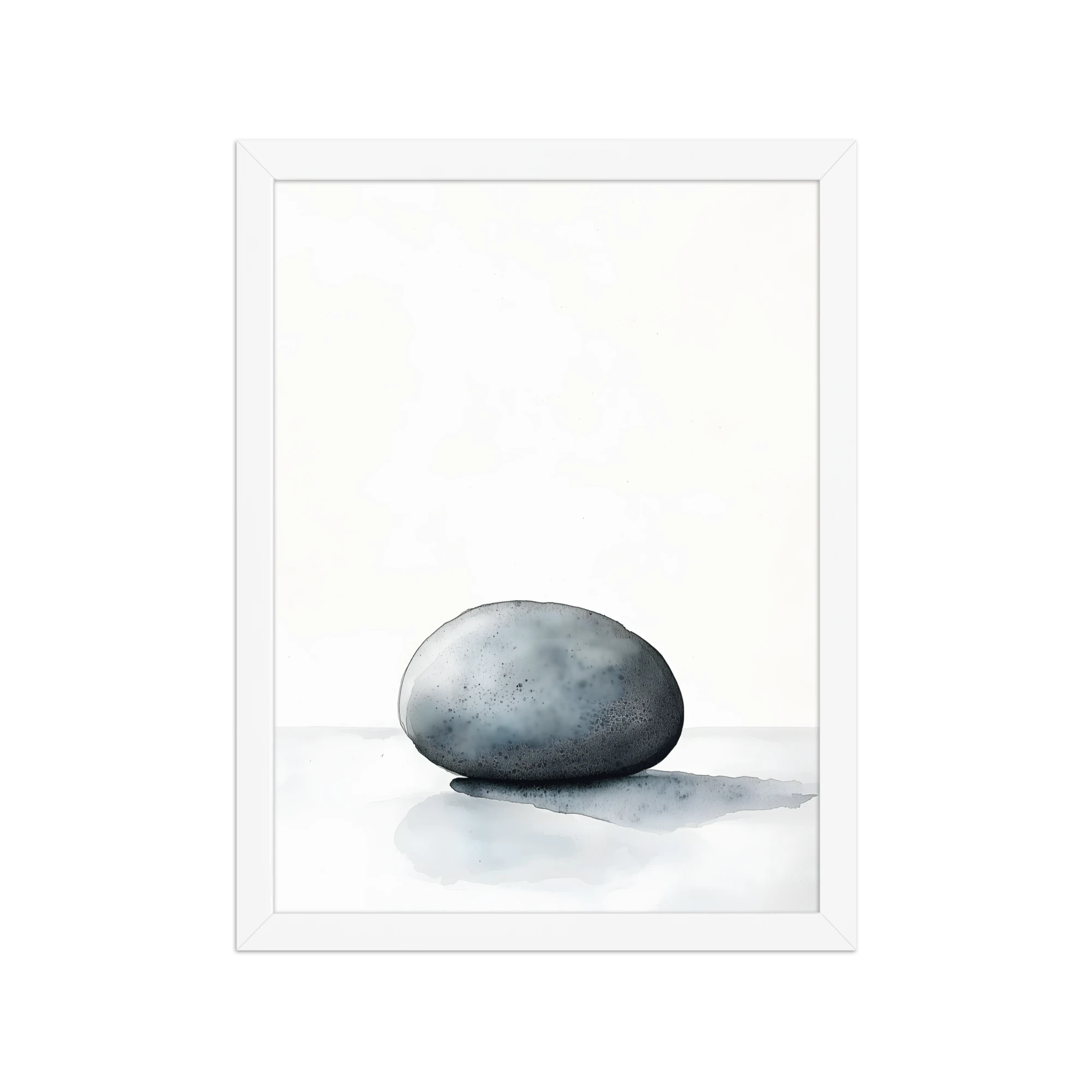 Worn Stone — Japandi wabi-sabi framed print, minimalist Japanese wall art