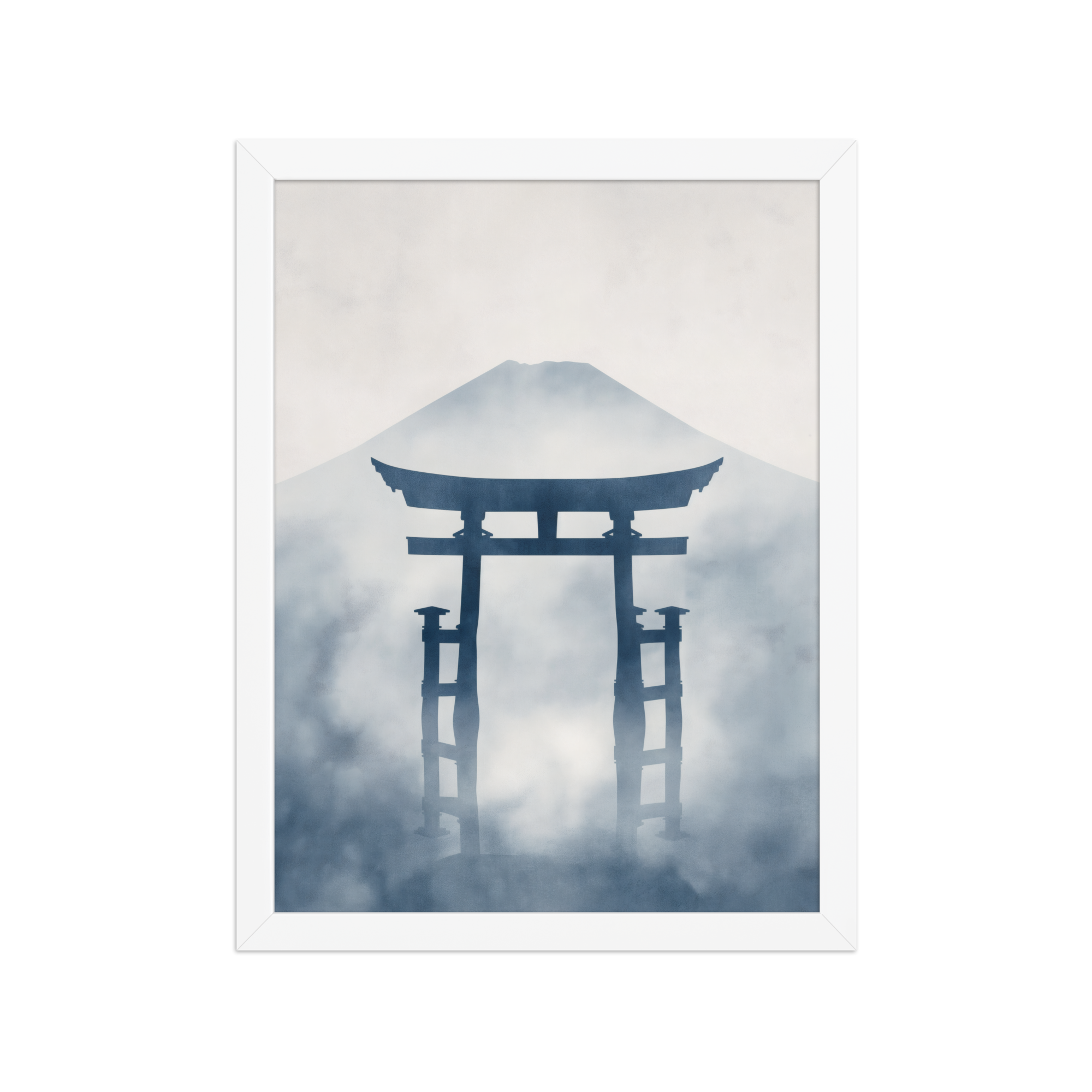 Indigo Pilgrimage — Japanese minimalist zen nature framed wall art