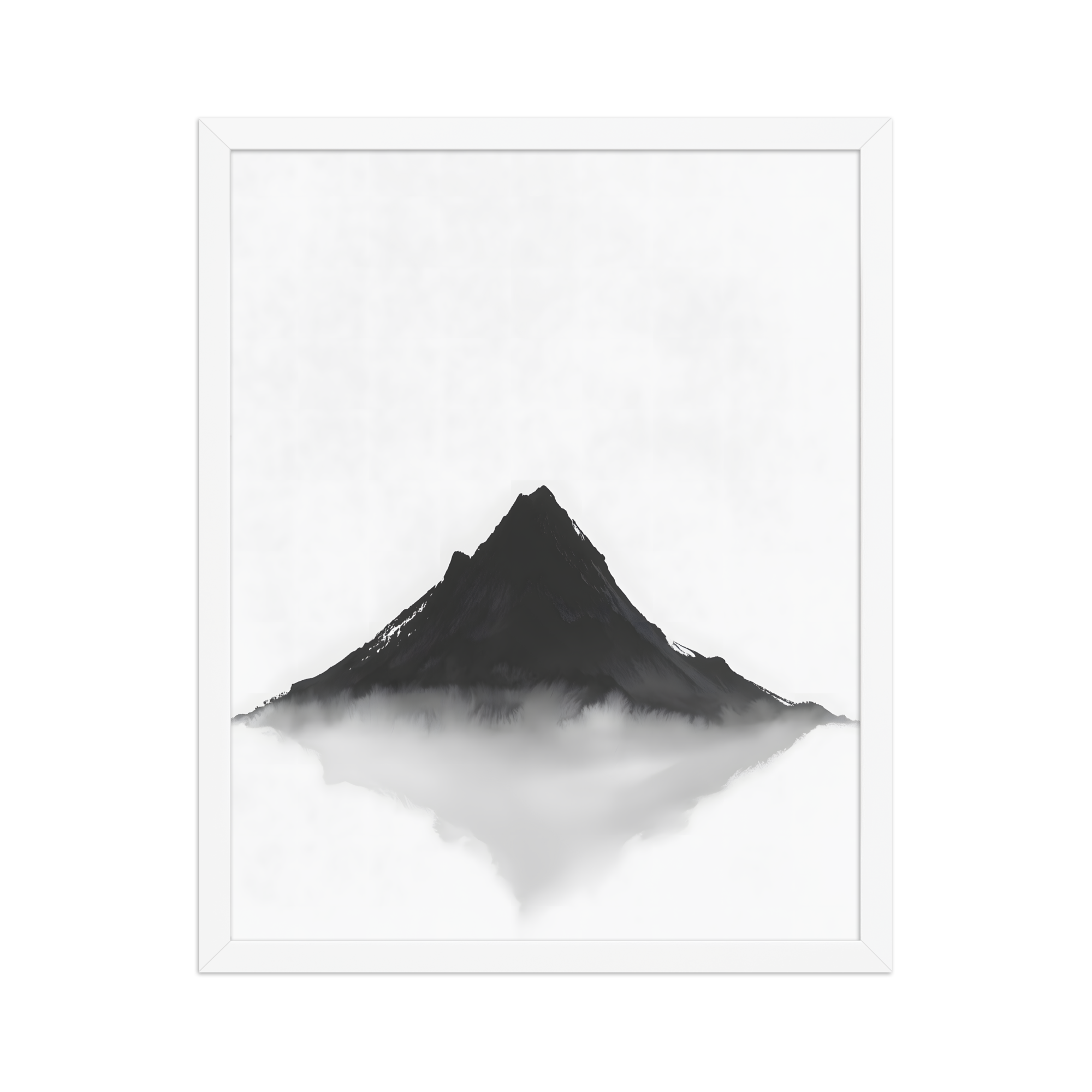 Mountain Breath — Japandi zen ink framed print, minimalist Japanese wall art