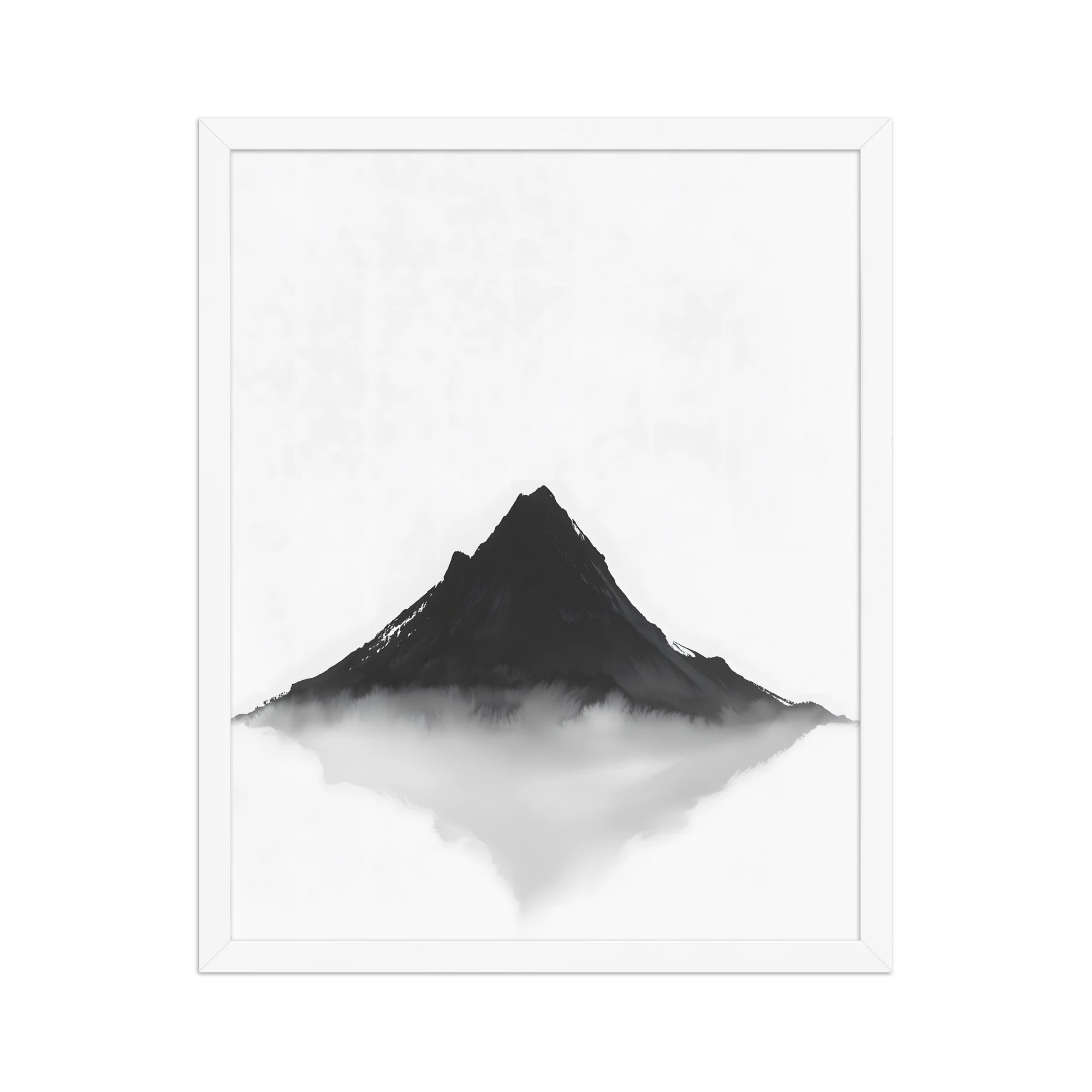 Mountain Breath — Japandi zen ink framed print, minimalist Japanese wall art