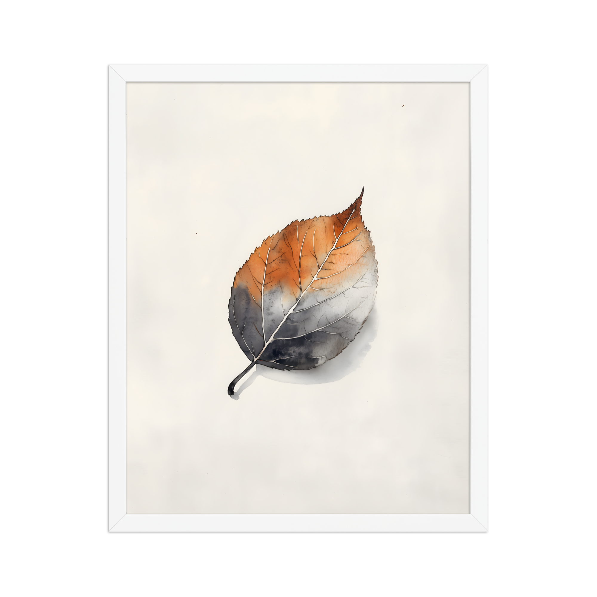 Single Leaf — Japandi ma framed print, minimalist Japanese wall art