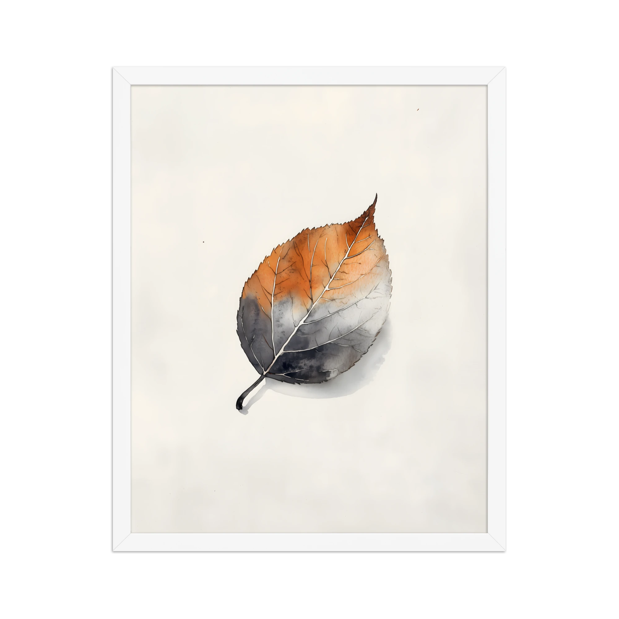 Single Leaf — Japandi ma framed print, minimalist Japanese wall art