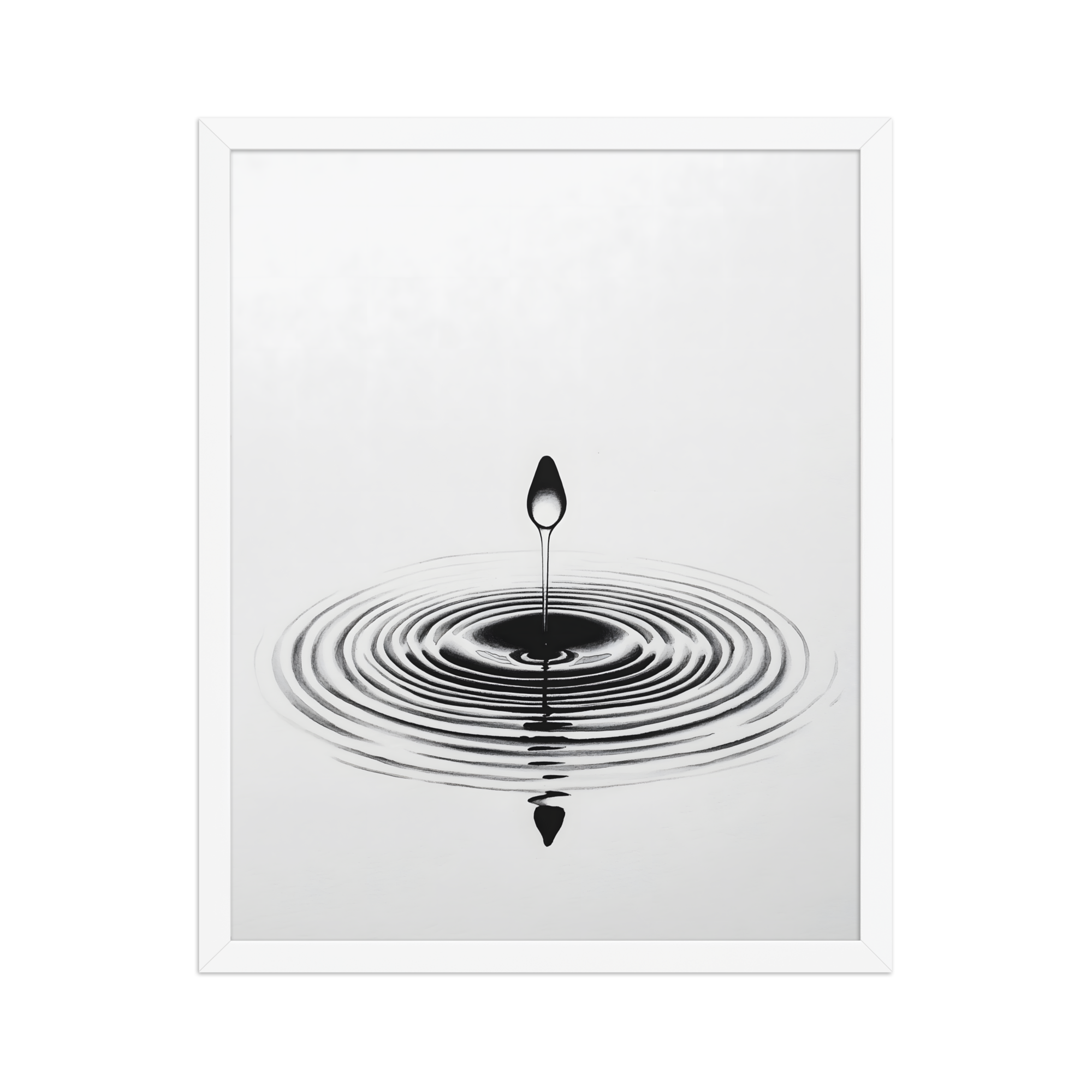 Waterdrop — Japandi zen nature framed print, minimalist Japanese wall art