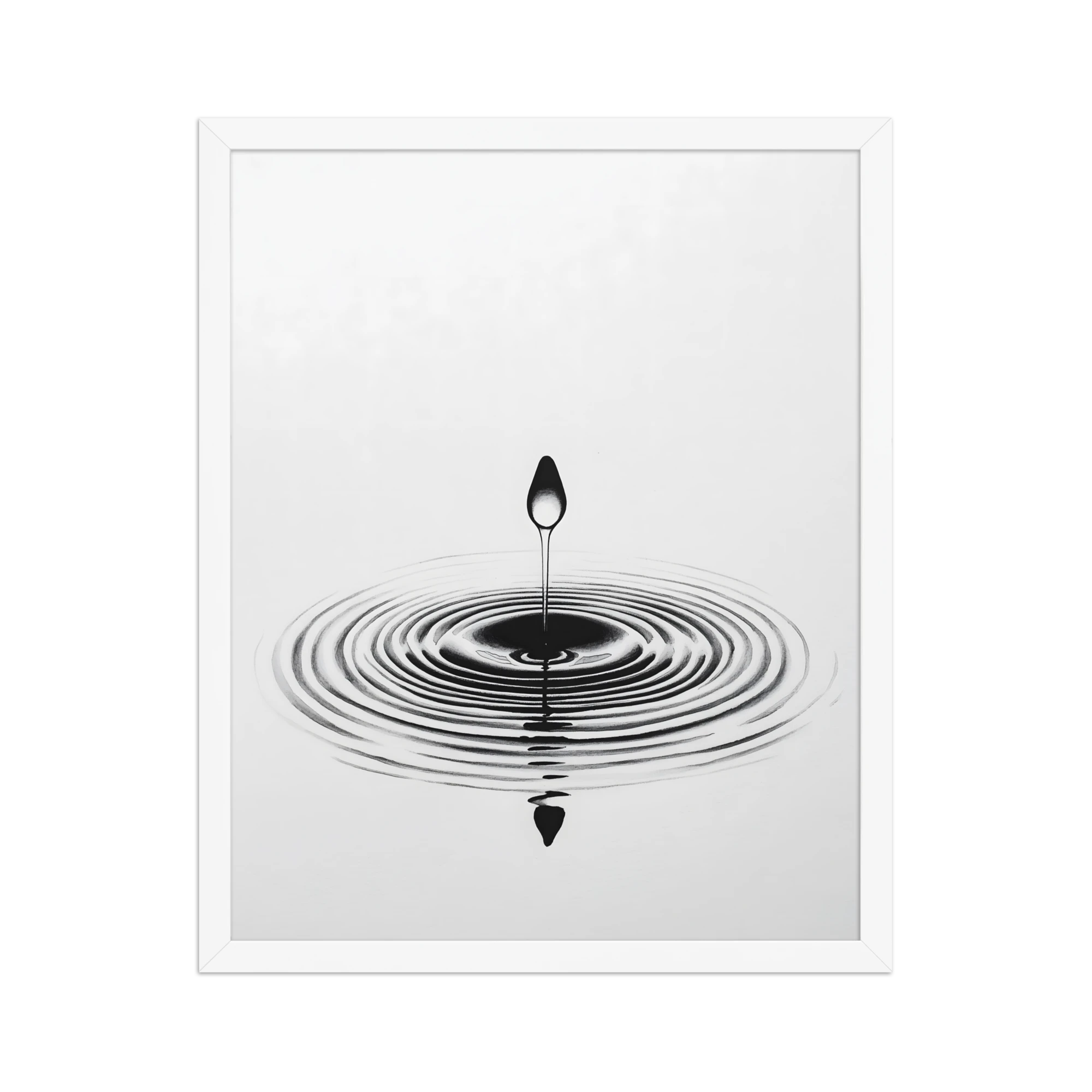 Waterdrop — Japandi zen nature framed print, minimalist Japanese wall art