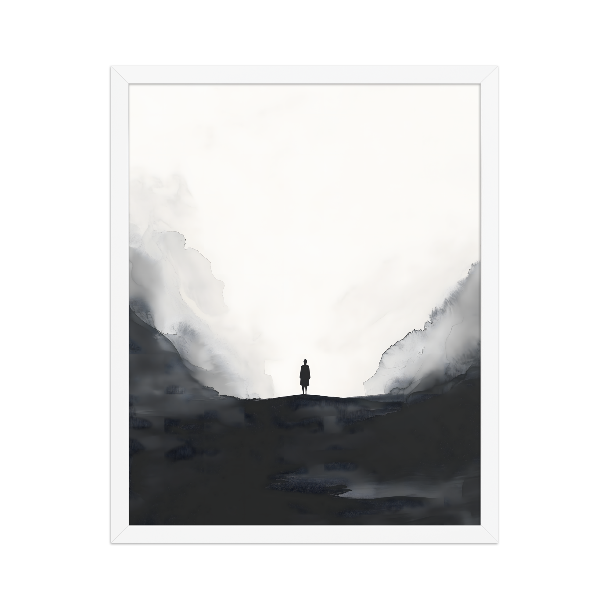 Distant Figure — Japandi ma framed print, minimalist Japanese wall art