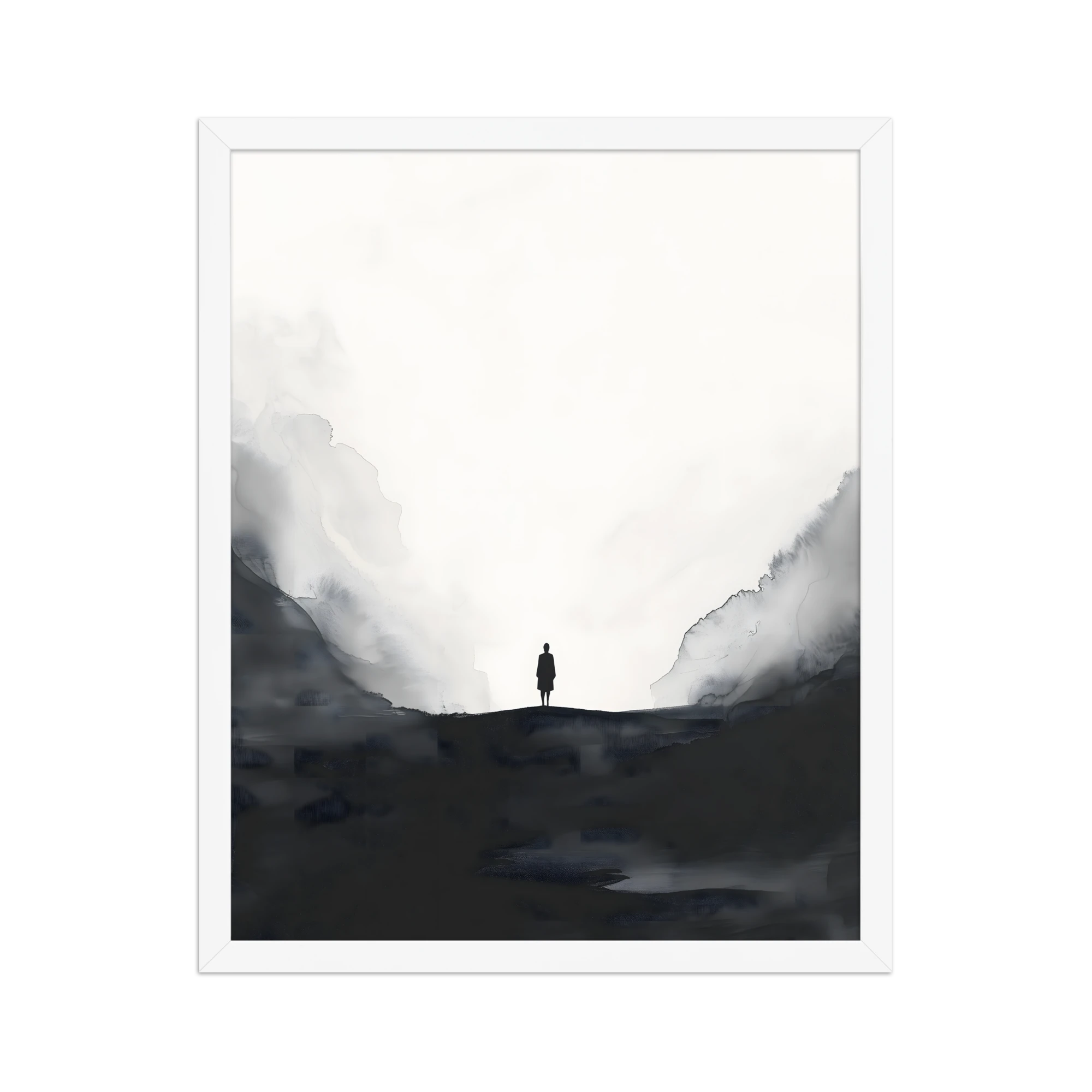 Distant Figure — Japandi ma framed print, minimalist Japanese wall art