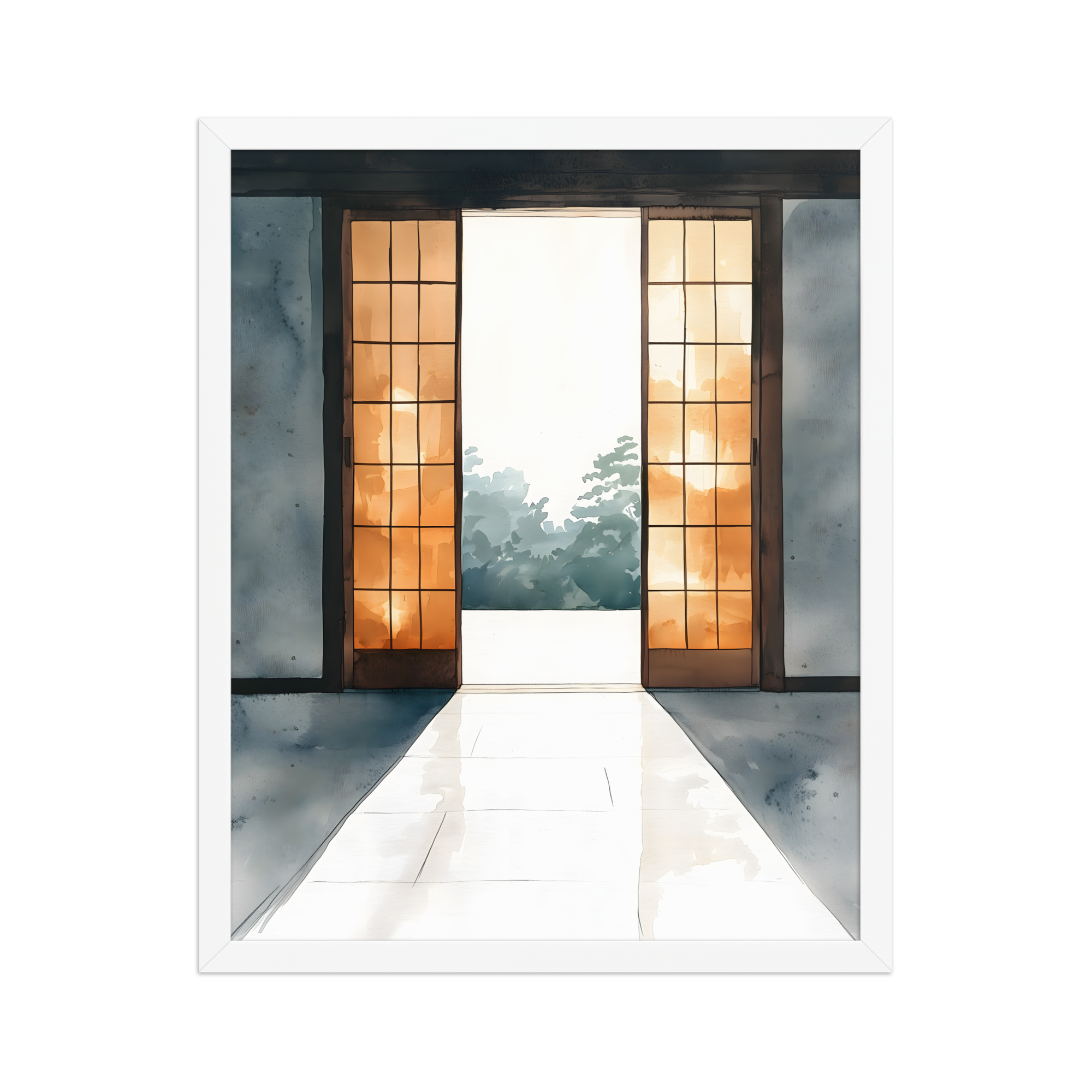 Open Door — Japandi ma framed print, minimalist Japanese wall art