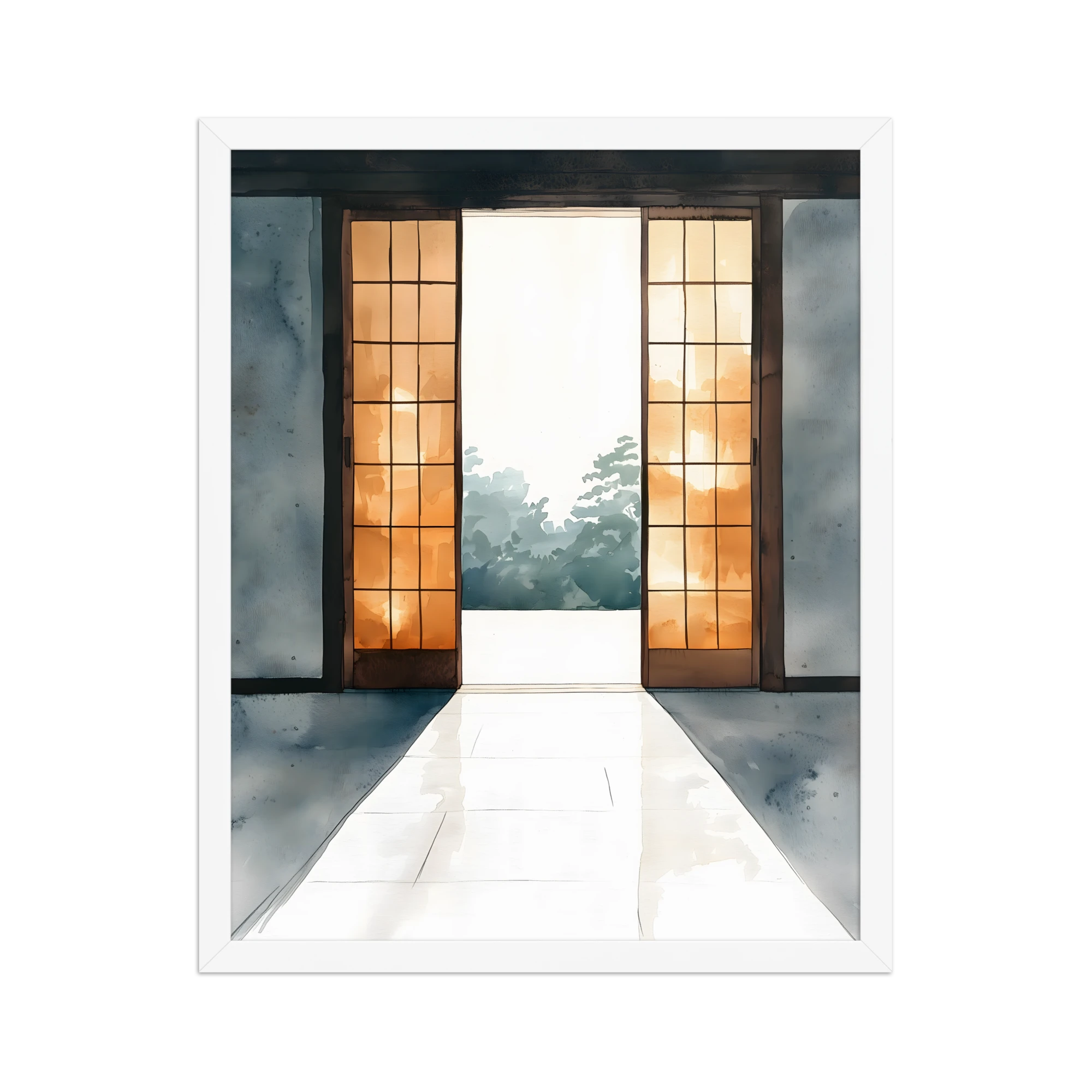 Open Door — Japandi ma framed print, minimalist Japanese wall art