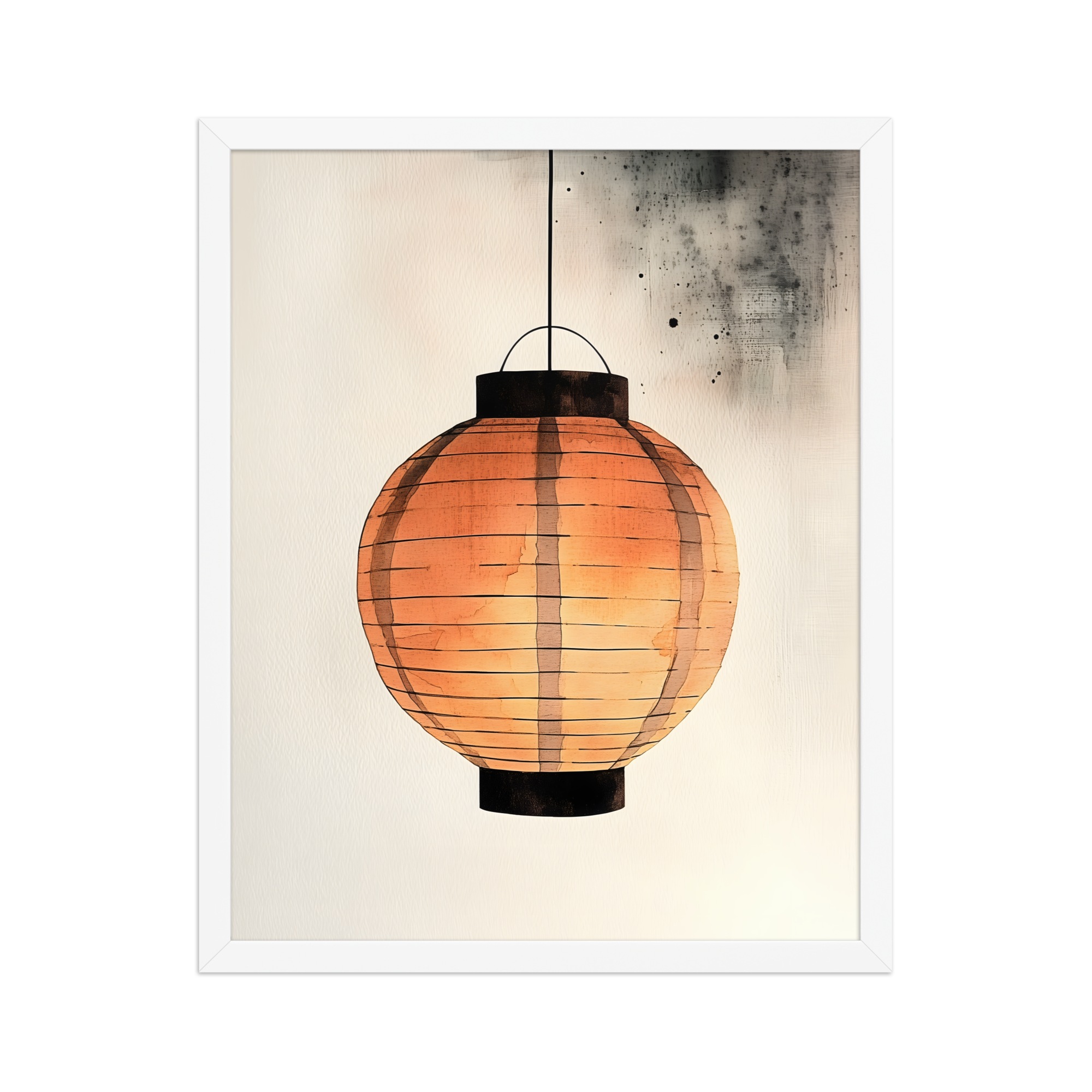Paper Lantern — Japandi wabi-sabi framed print, minimalist Japanese wall art