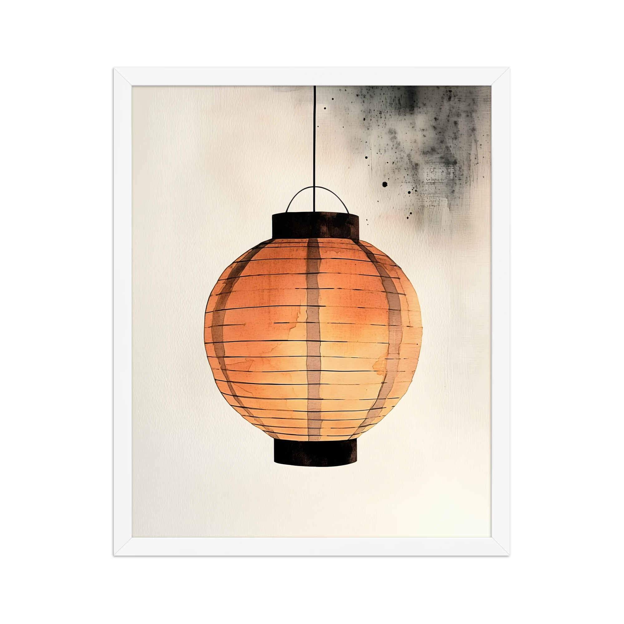 Paper Lantern — Japandi wabi-sabi framed print, minimalist Japanese wall art