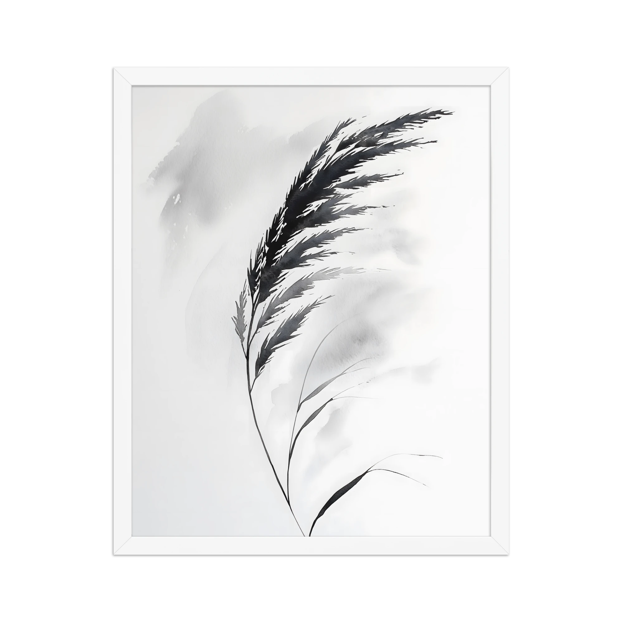 Wild Grass — Japandi zen nature framed print, minimalist Japanese wall art