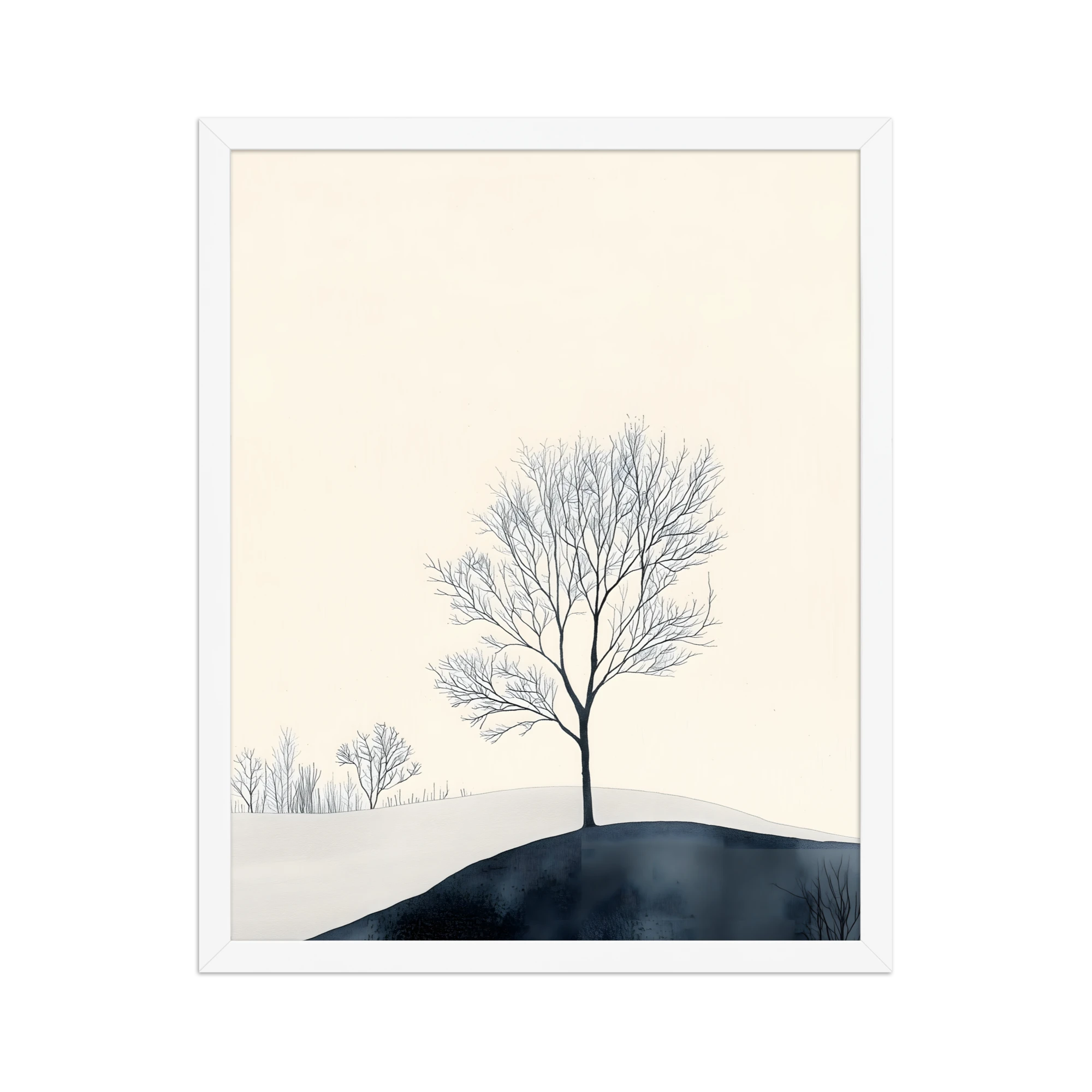 Distant Divide — Japandi ma framed print, minimalist Japanese wall art