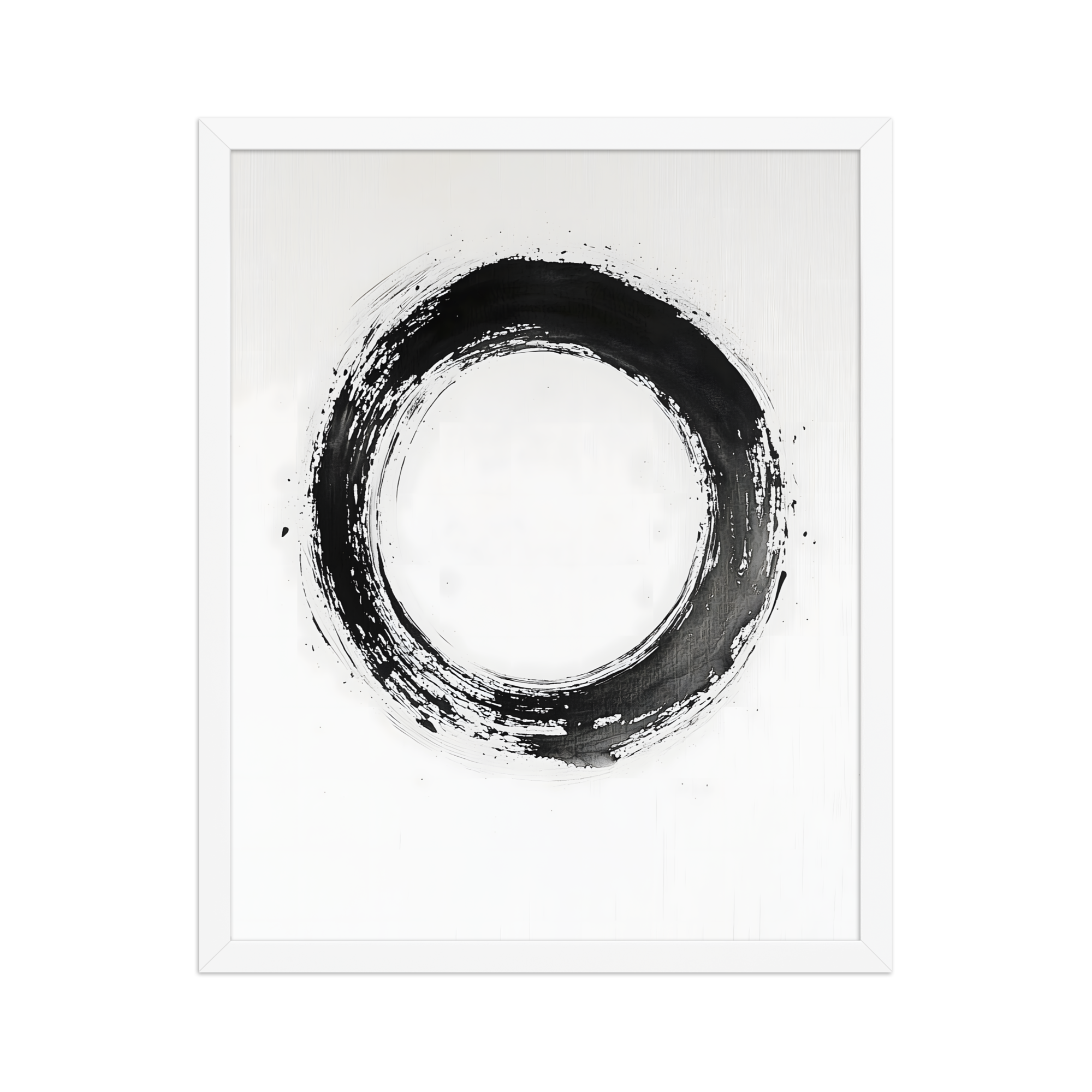 One Stroke — Japandi zen ink framed print, minimalist Japanese wall art