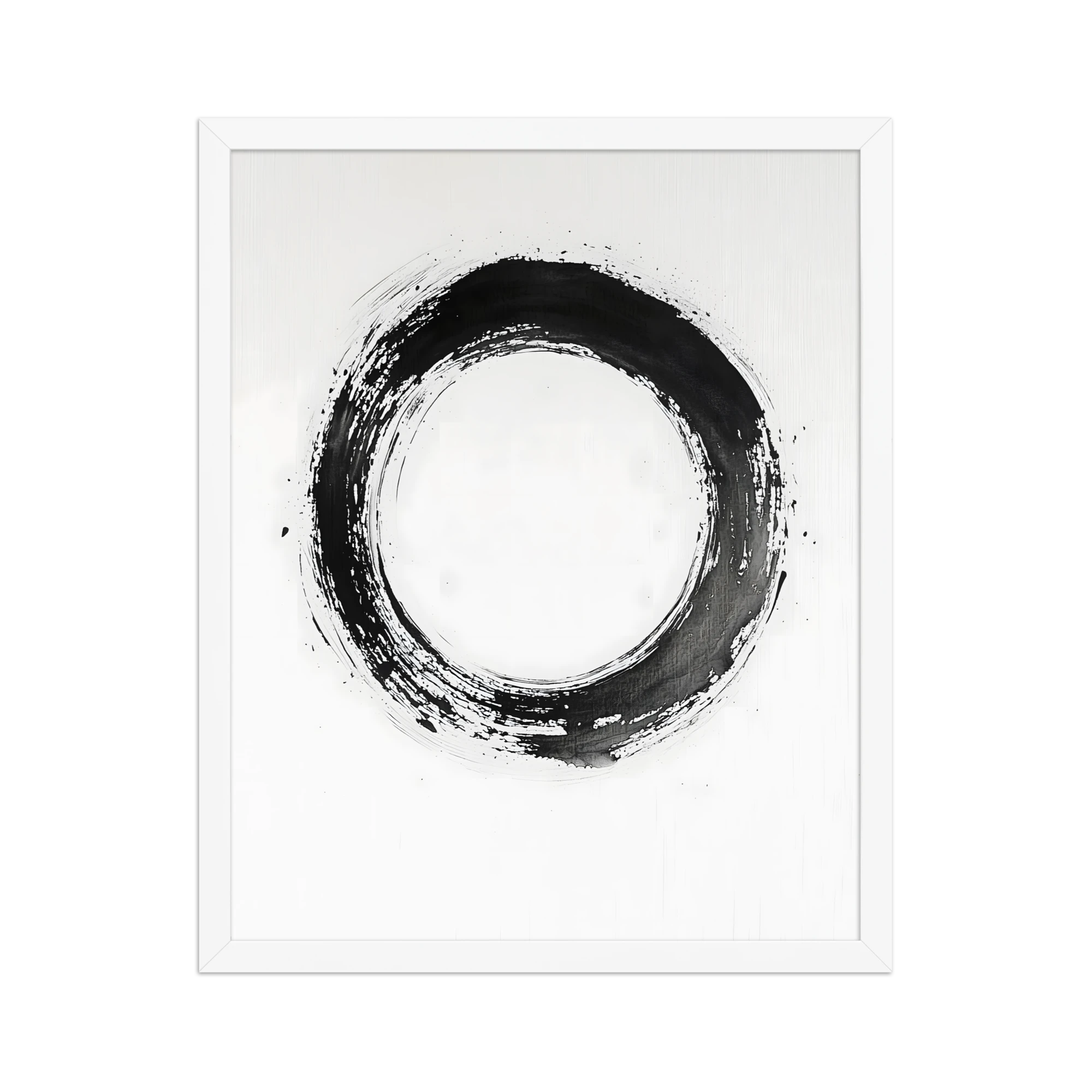 One Stroke — Japandi zen ink framed print, minimalist Japanese wall art