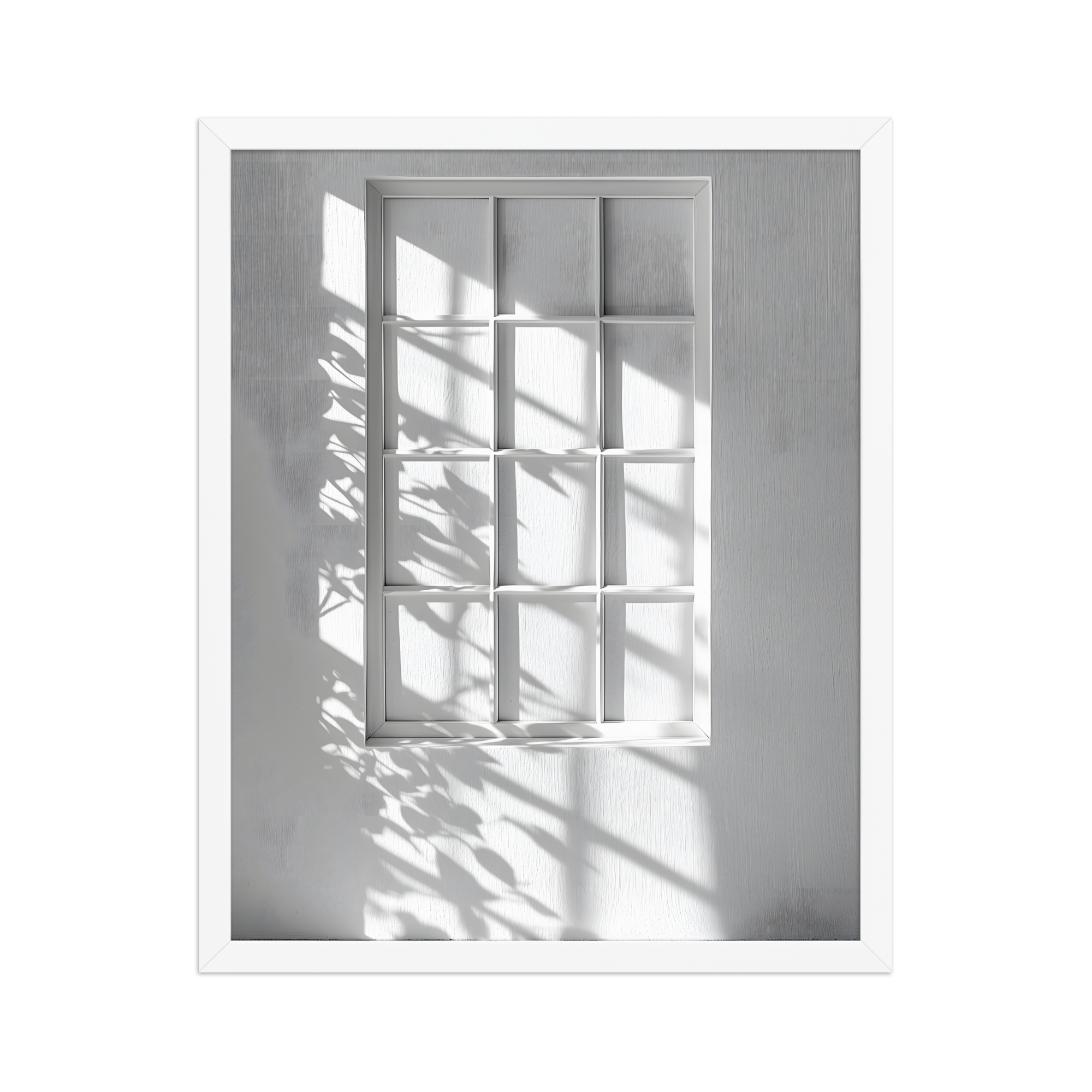 Shadow Play — Japandi komorebi framed print, minimalist Japanese wall art