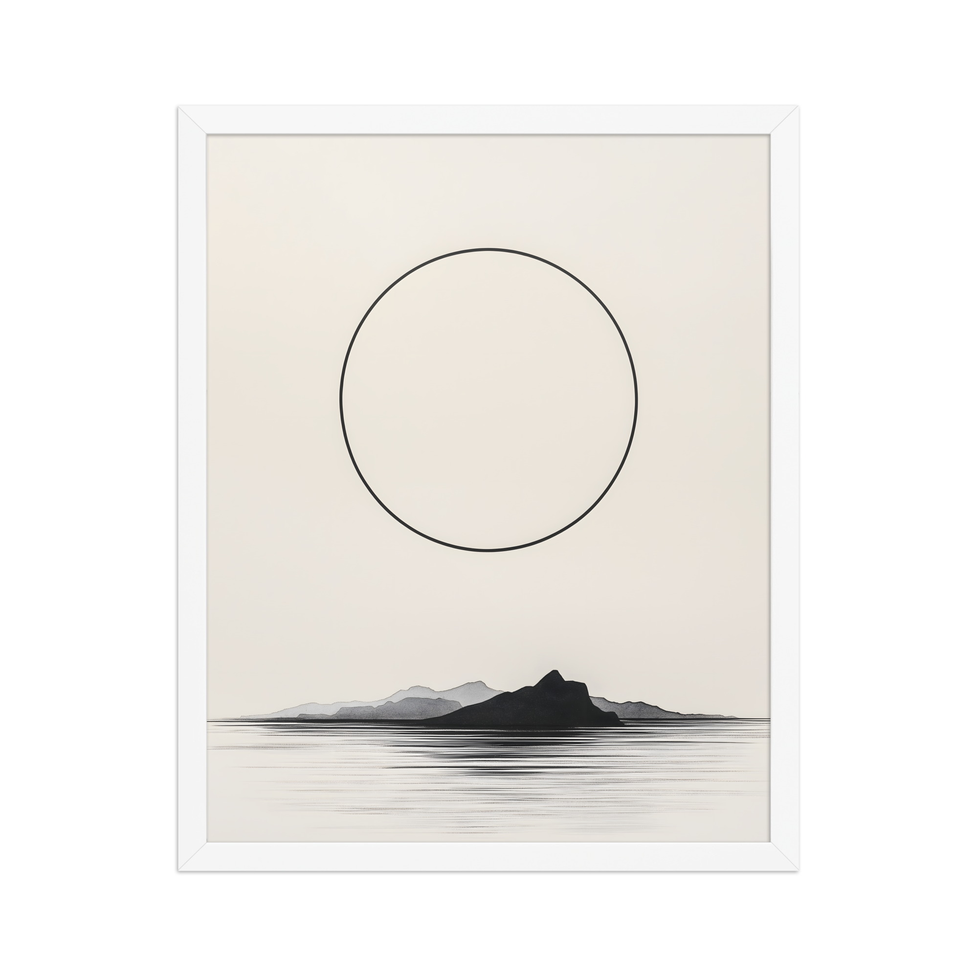 Circle and Space — Japandi ma framed print, minimalist Japanese wall art