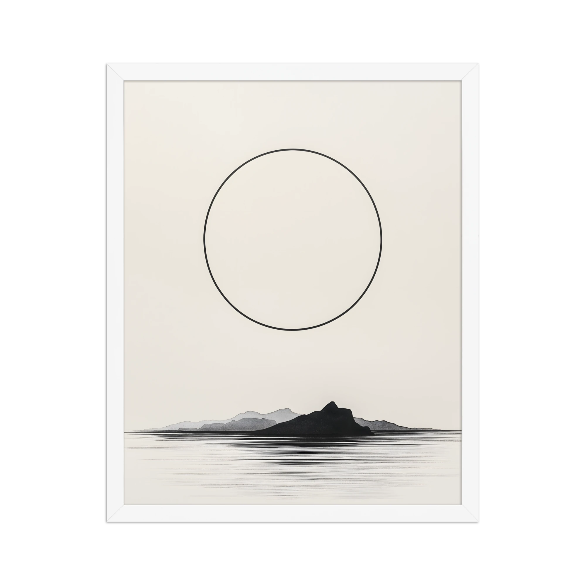 Circle and Space — Japandi ma framed print, minimalist Japanese wall art