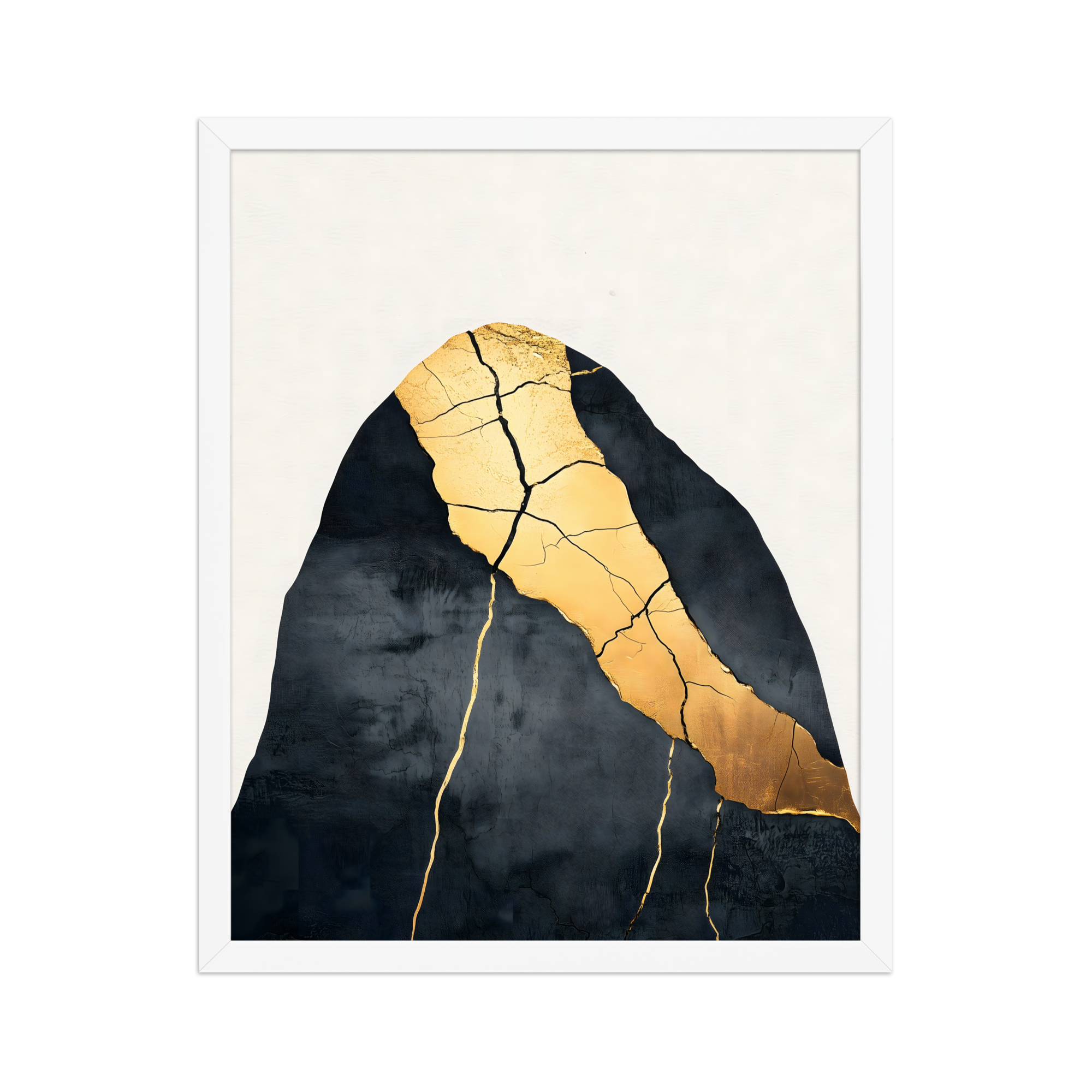Kintsugi Lines — Japandi wabi-sabi framed print, minimalist Japanese wall art