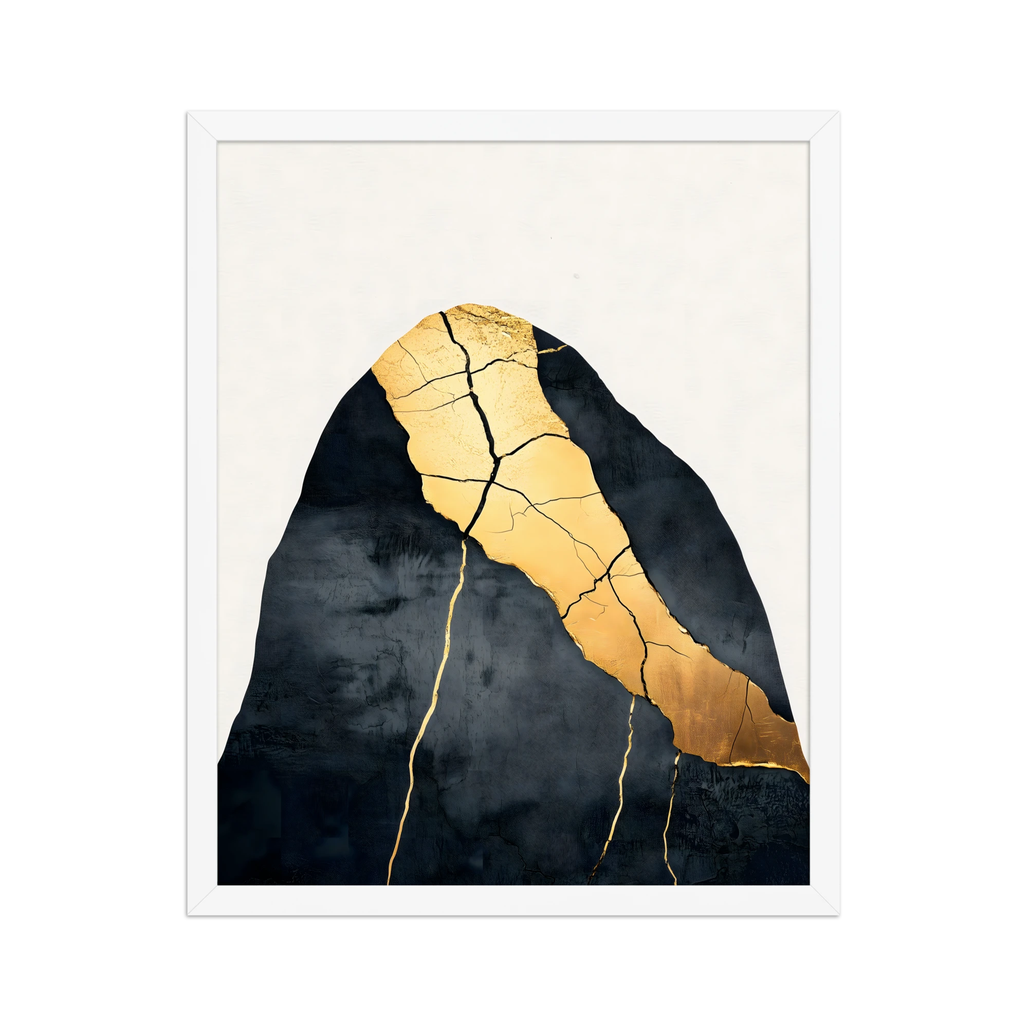 Kintsugi Lines — Japandi wabi-sabi framed print, minimalist Japanese wall art