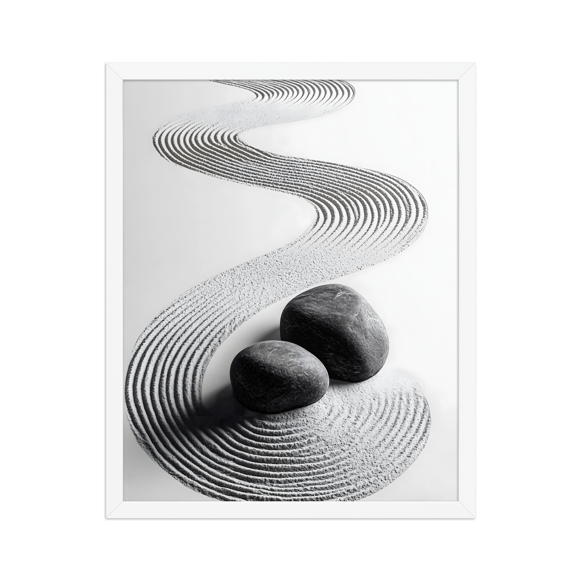 Pebble Garden — Japandi zen nature framed print, minimalist Japanese wall art