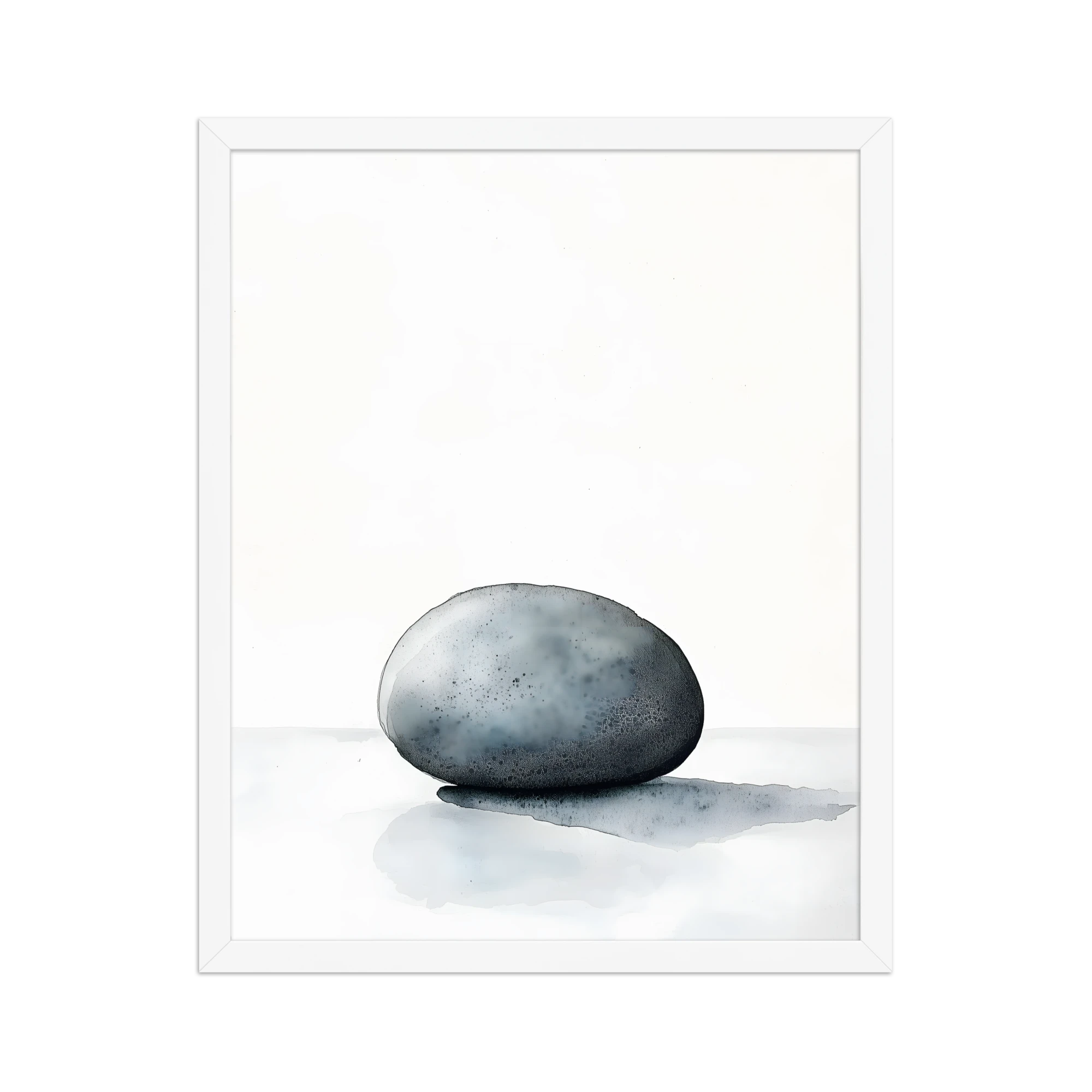 Worn Stone — Japandi wabi-sabi framed print, minimalist Japanese wall art