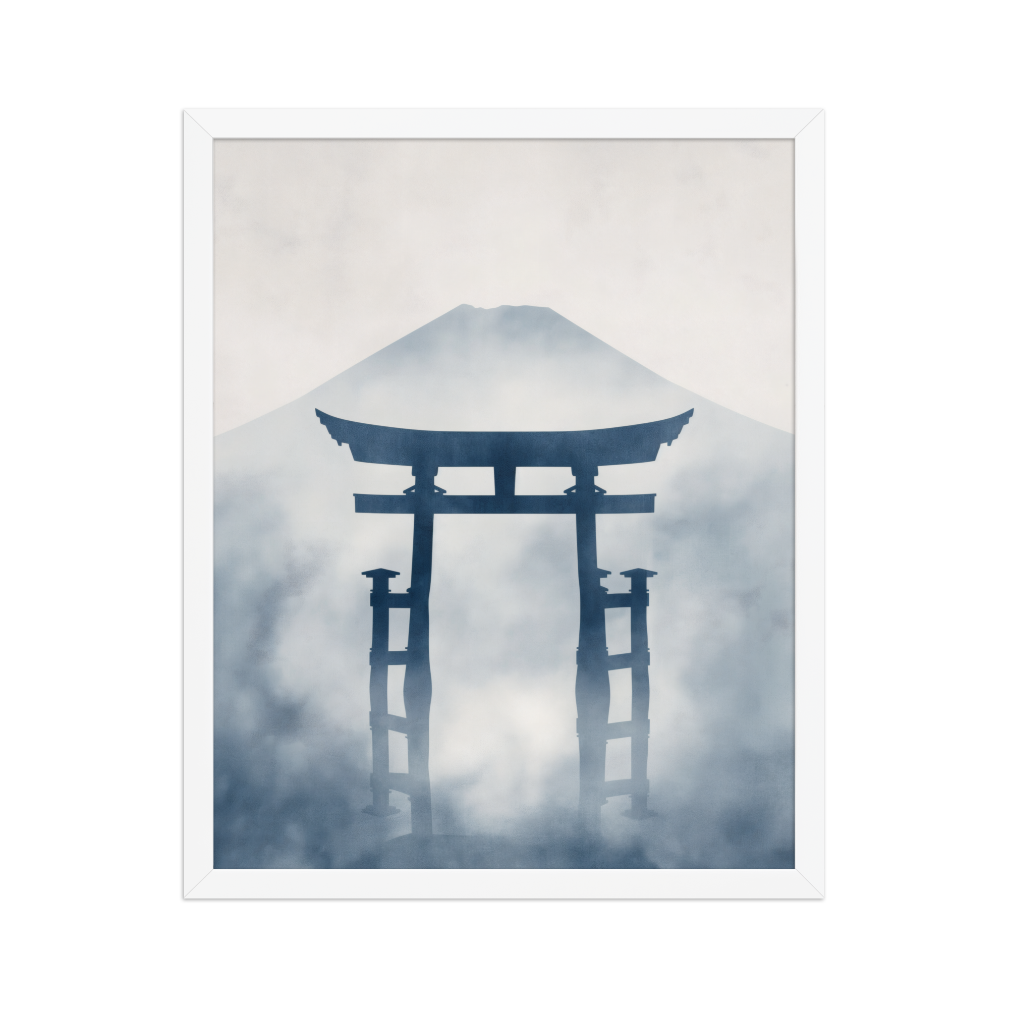 Indigo Pilgrimage — Japanese minimalist zen nature framed wall art