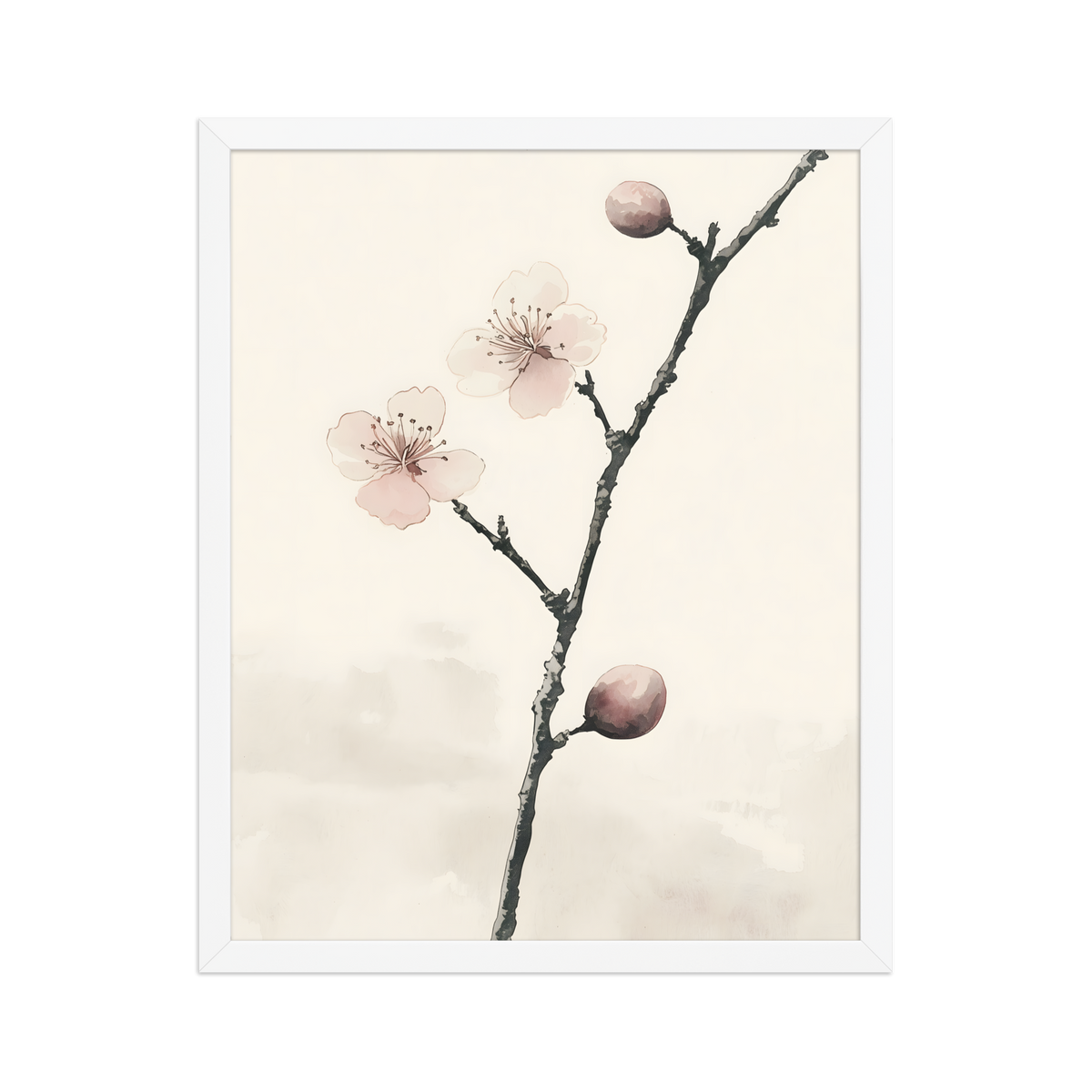 Early Plum — Japanese minimalist framed wall art