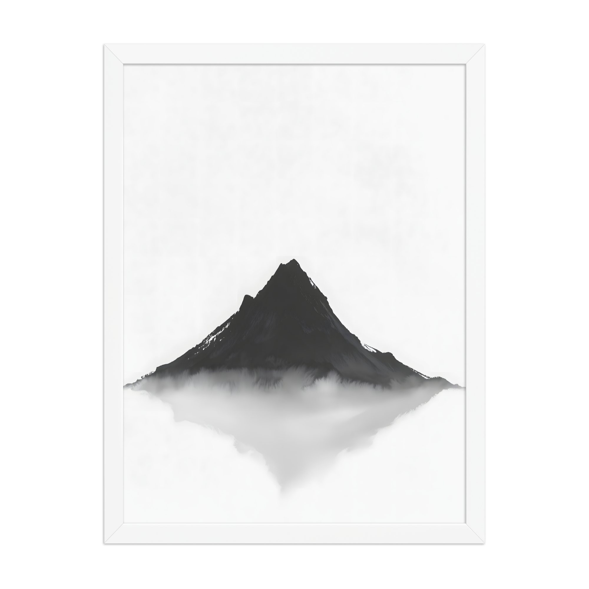 Mountain Breath — Japandi zen ink framed print, minimalist Japanese wall art