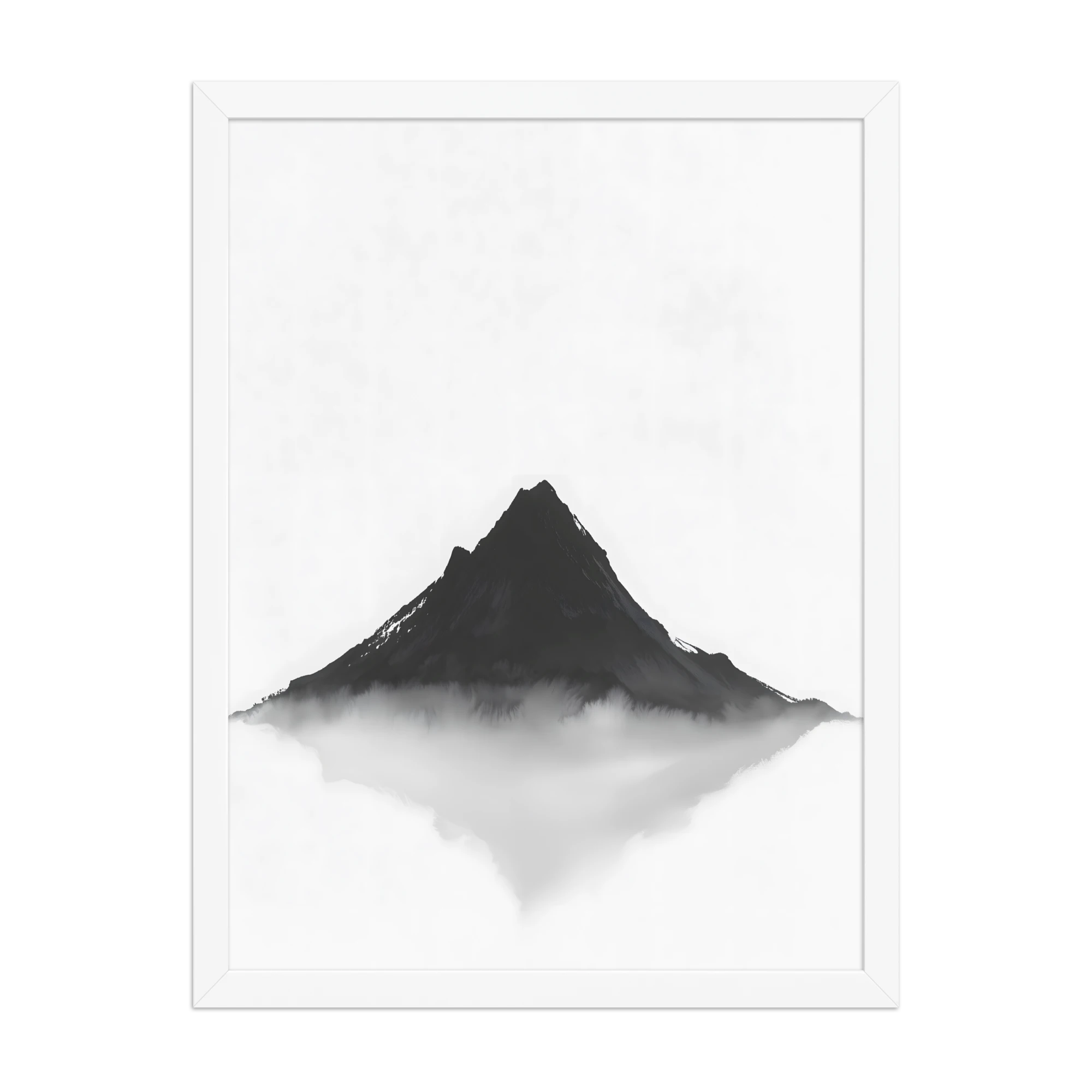 Mountain Breath — Japandi zen ink framed print, minimalist Japanese wall art