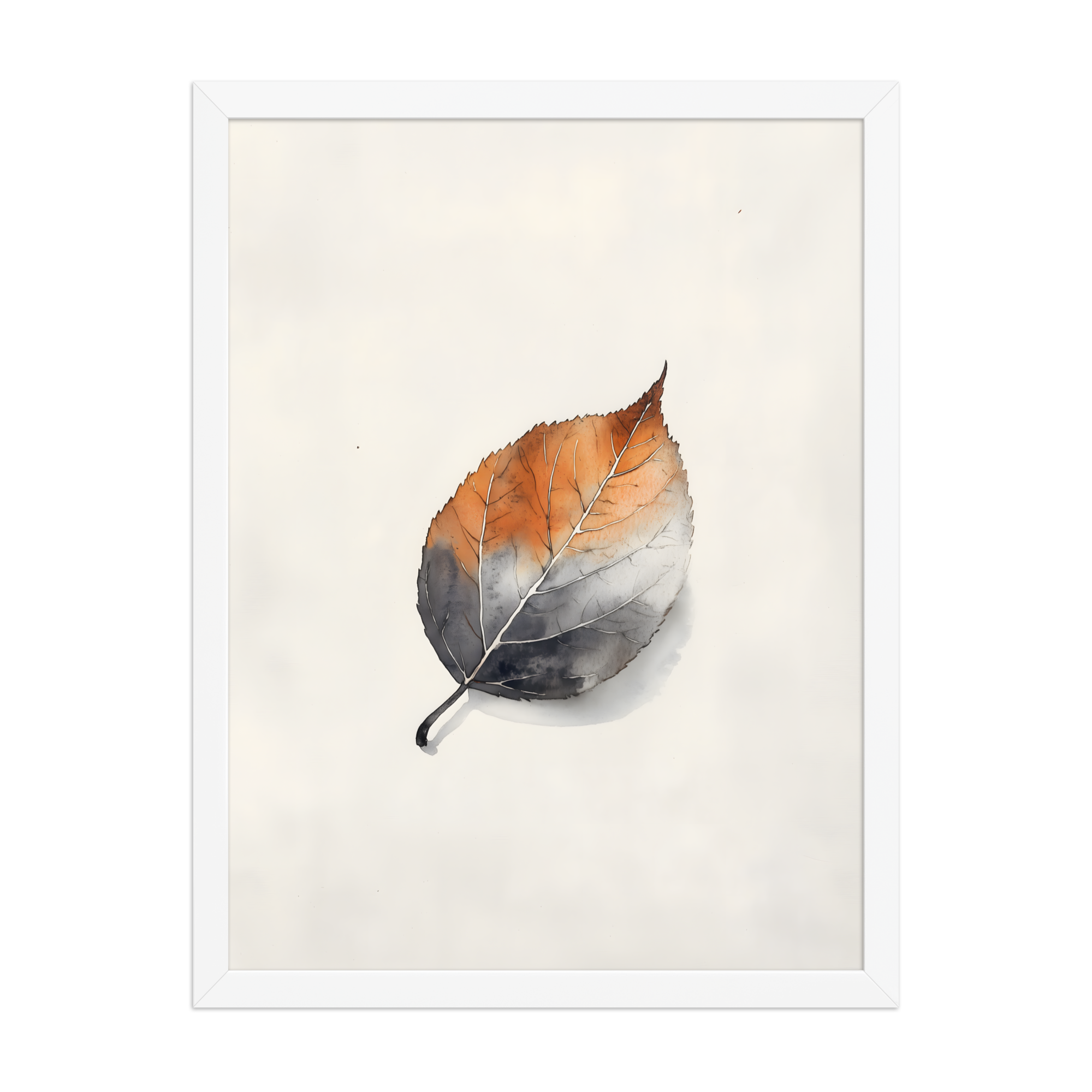 Single Leaf — Japandi ma framed print, minimalist Japanese wall art