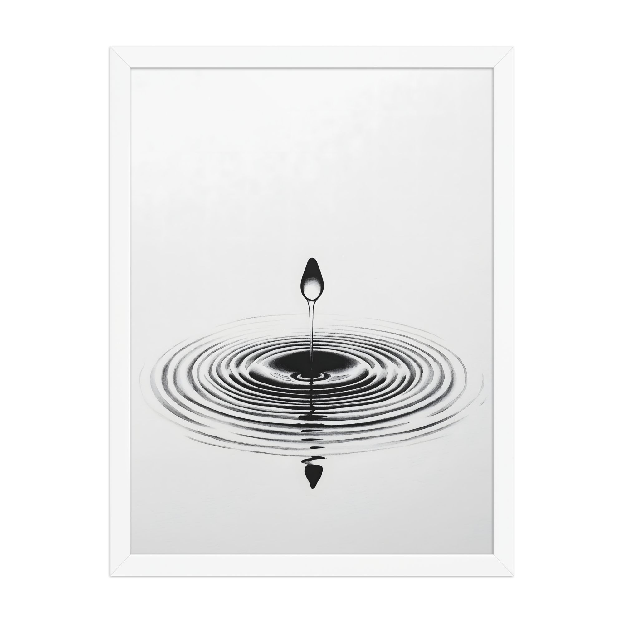Waterdrop — Japandi zen nature framed print, minimalist Japanese wall art