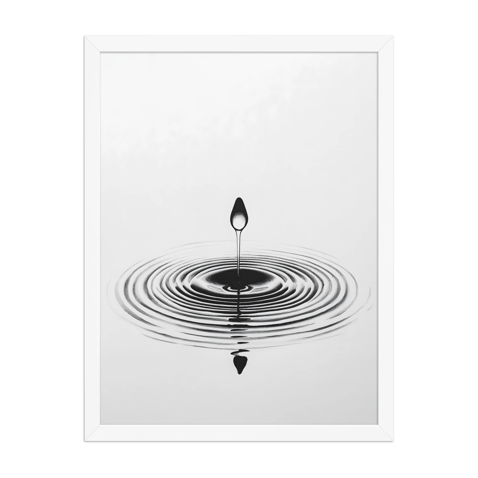 Waterdrop — Japandi zen nature framed print, minimalist Japanese wall art