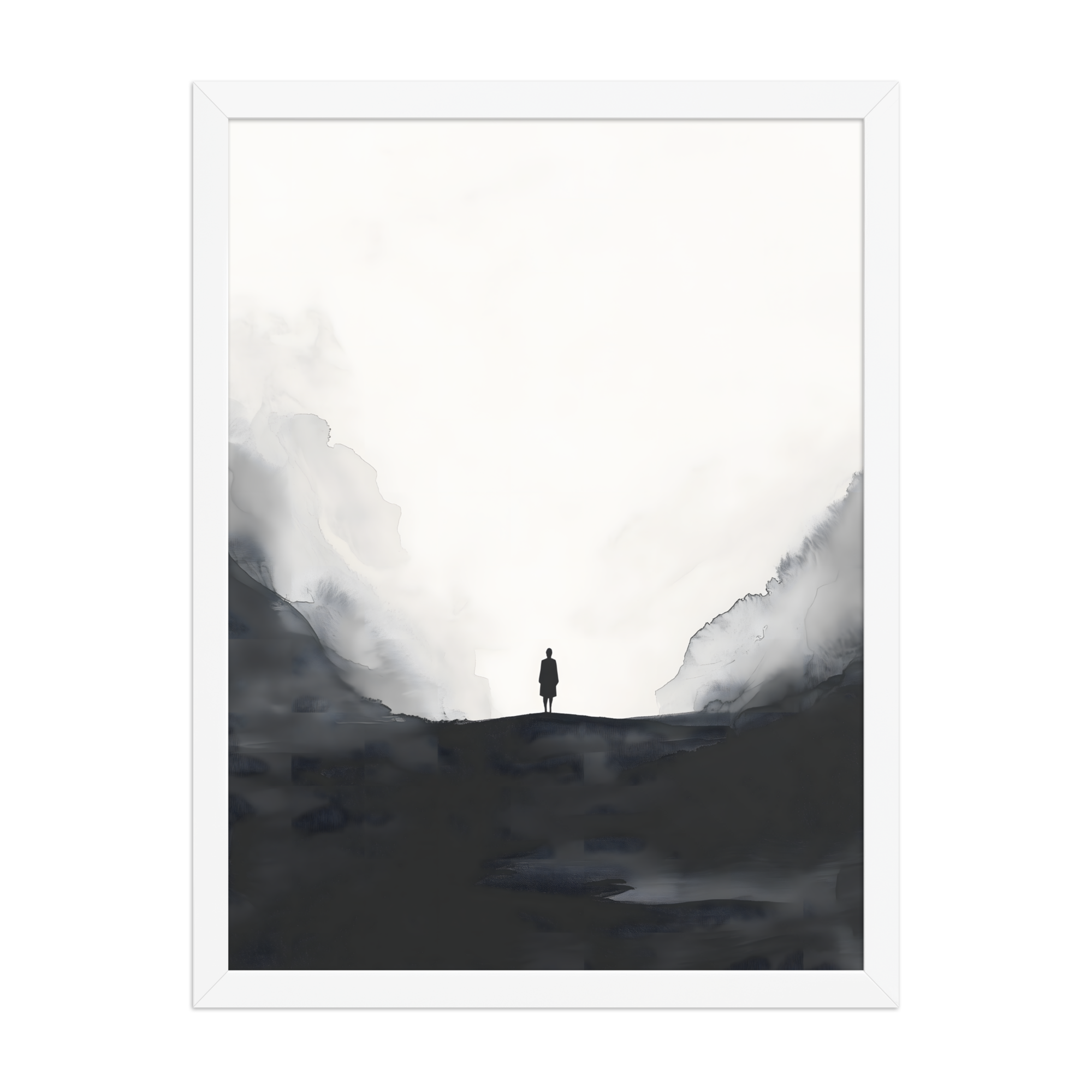 Distant Figure — Japandi ma framed print, minimalist Japanese wall art