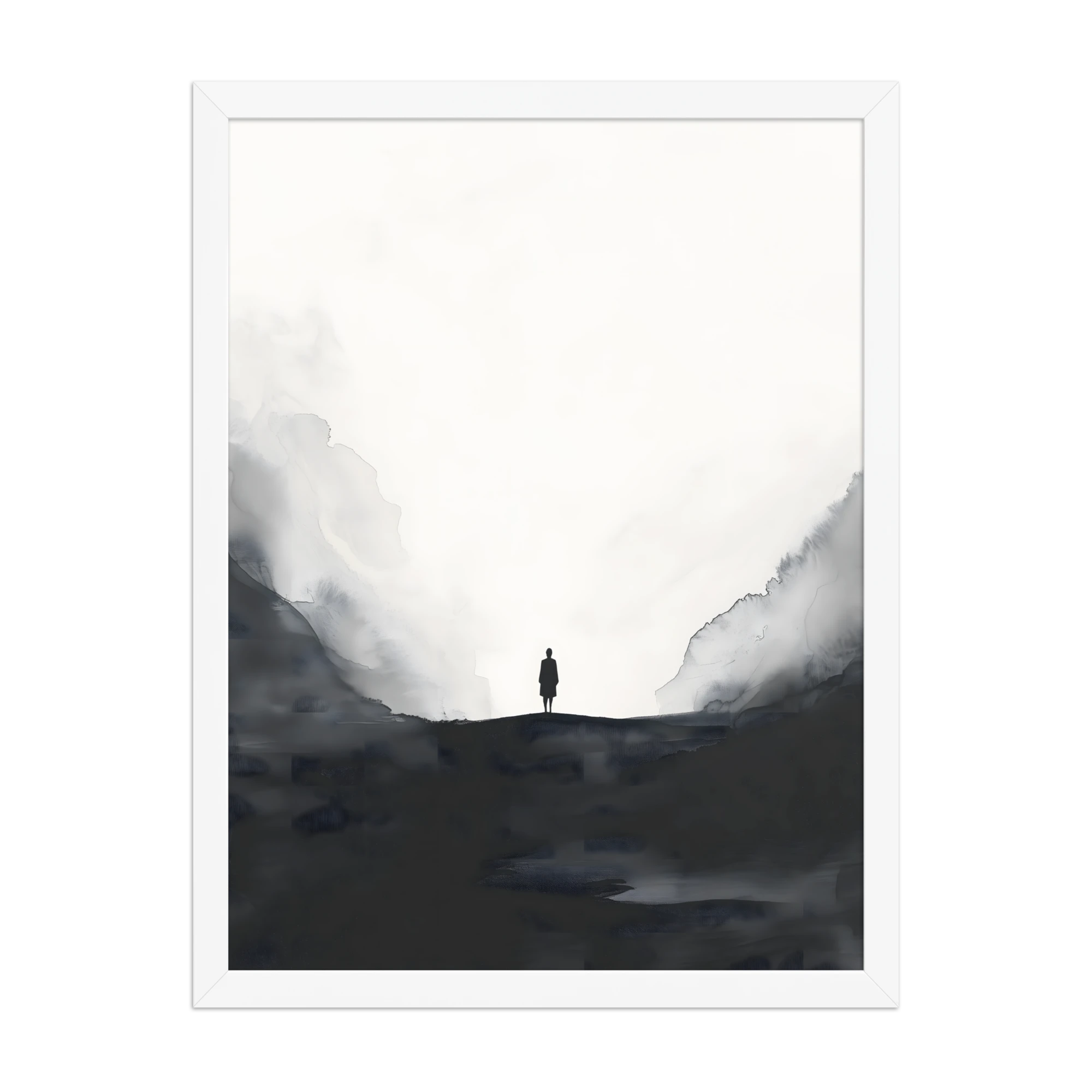 Distant Figure — Japandi ma framed print, minimalist Japanese wall art
