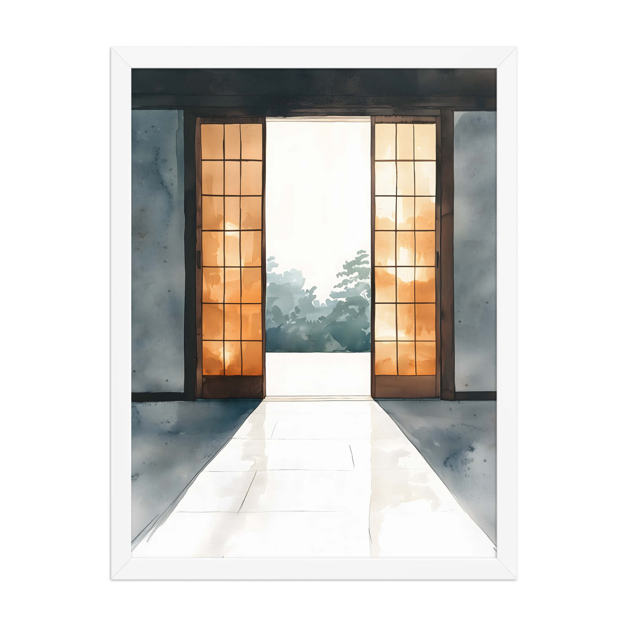 Open Door — Japandi ma framed print, minimalist Japanese wall art