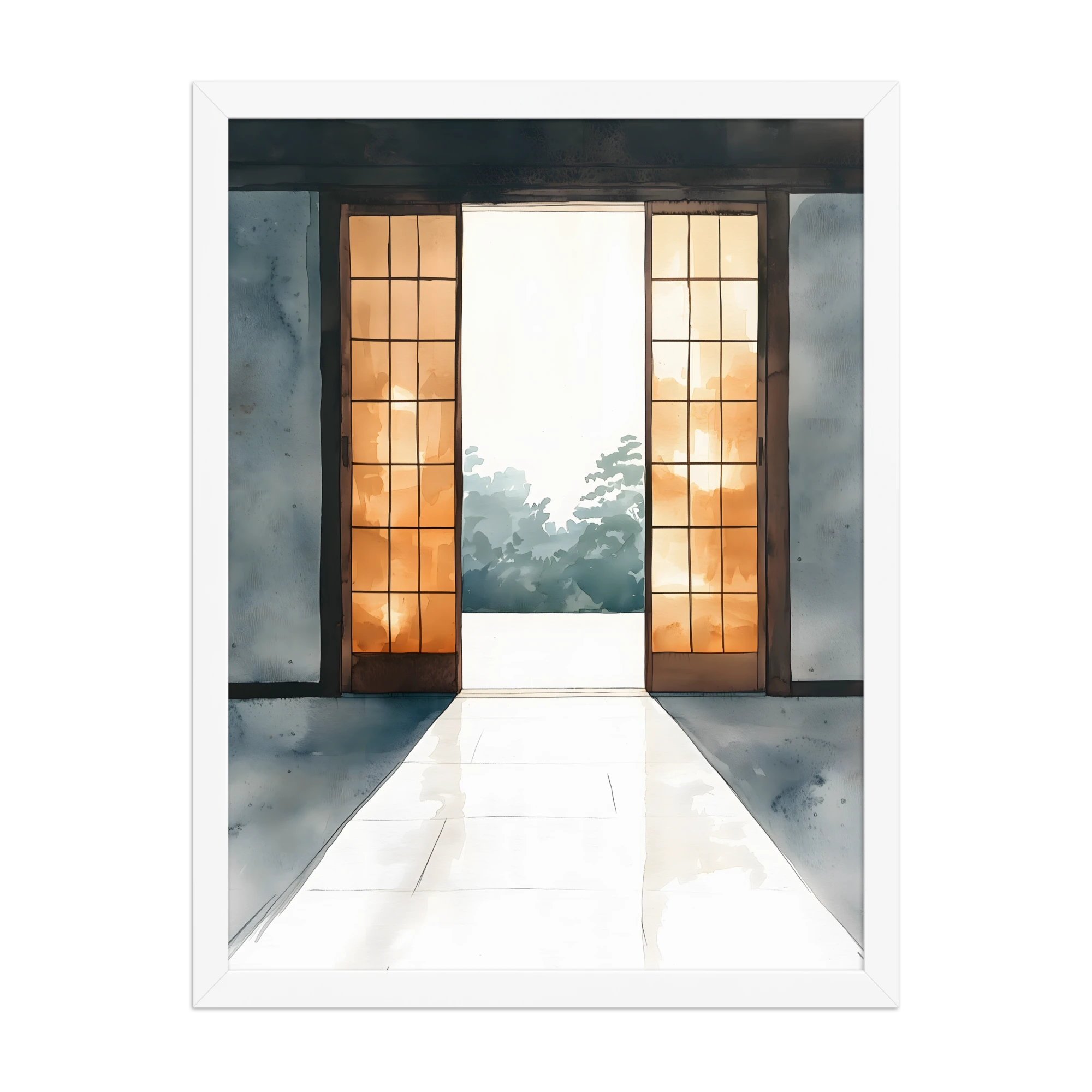 Open Door — Japandi ma framed print, minimalist Japanese wall art