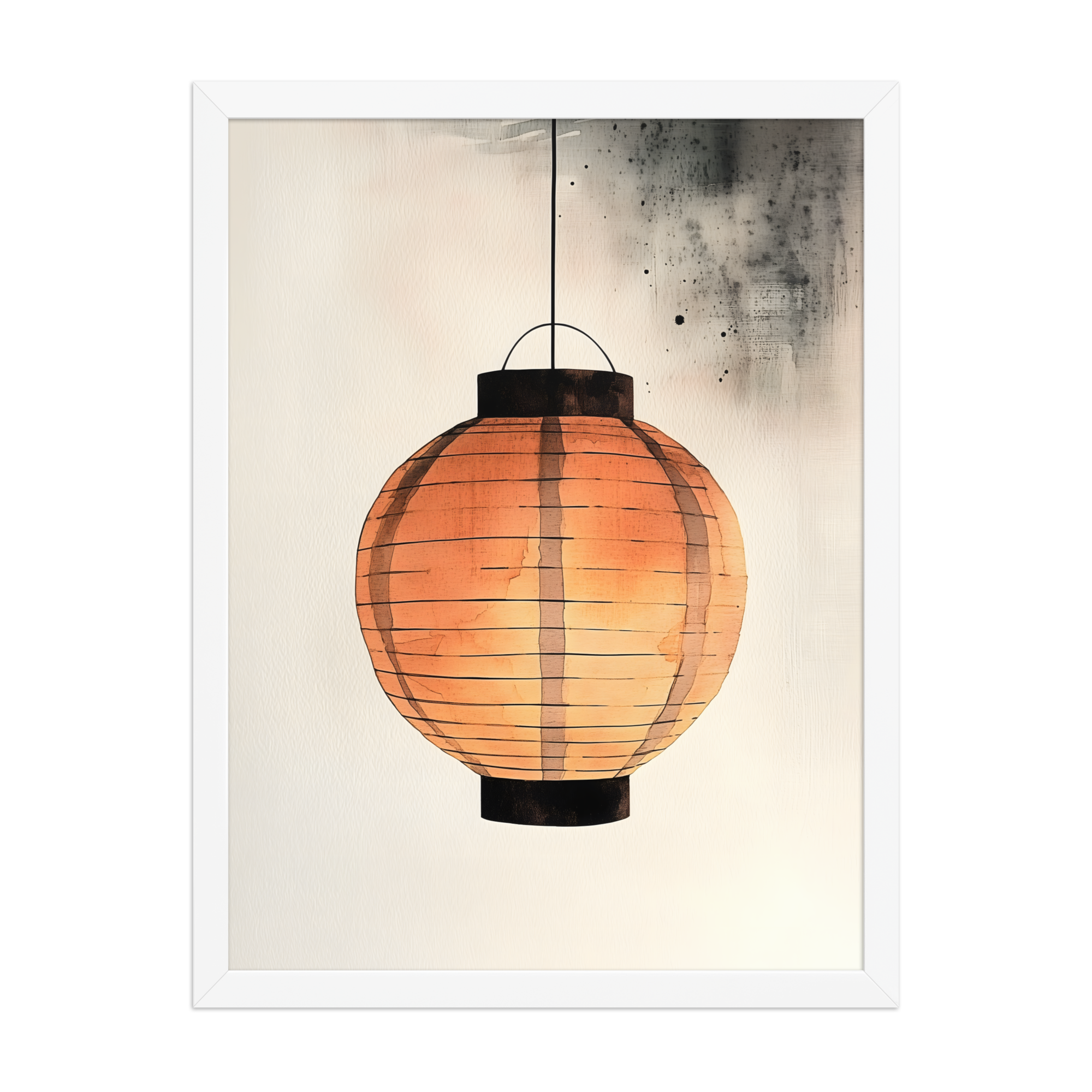 Paper Lantern — Japandi wabi-sabi framed print, minimalist Japanese wall art