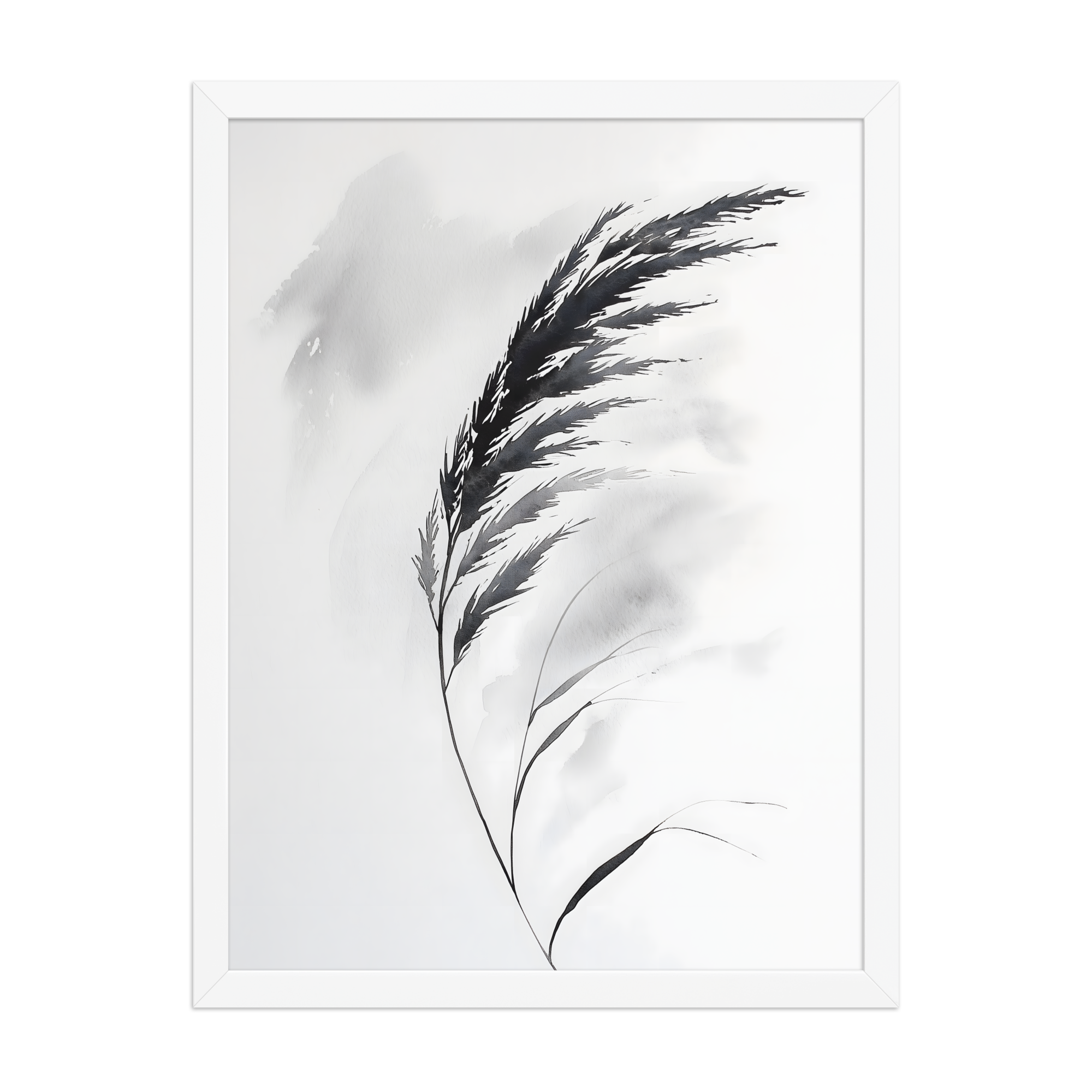 Wild Grass — Japandi zen nature framed print, minimalist Japanese wall art