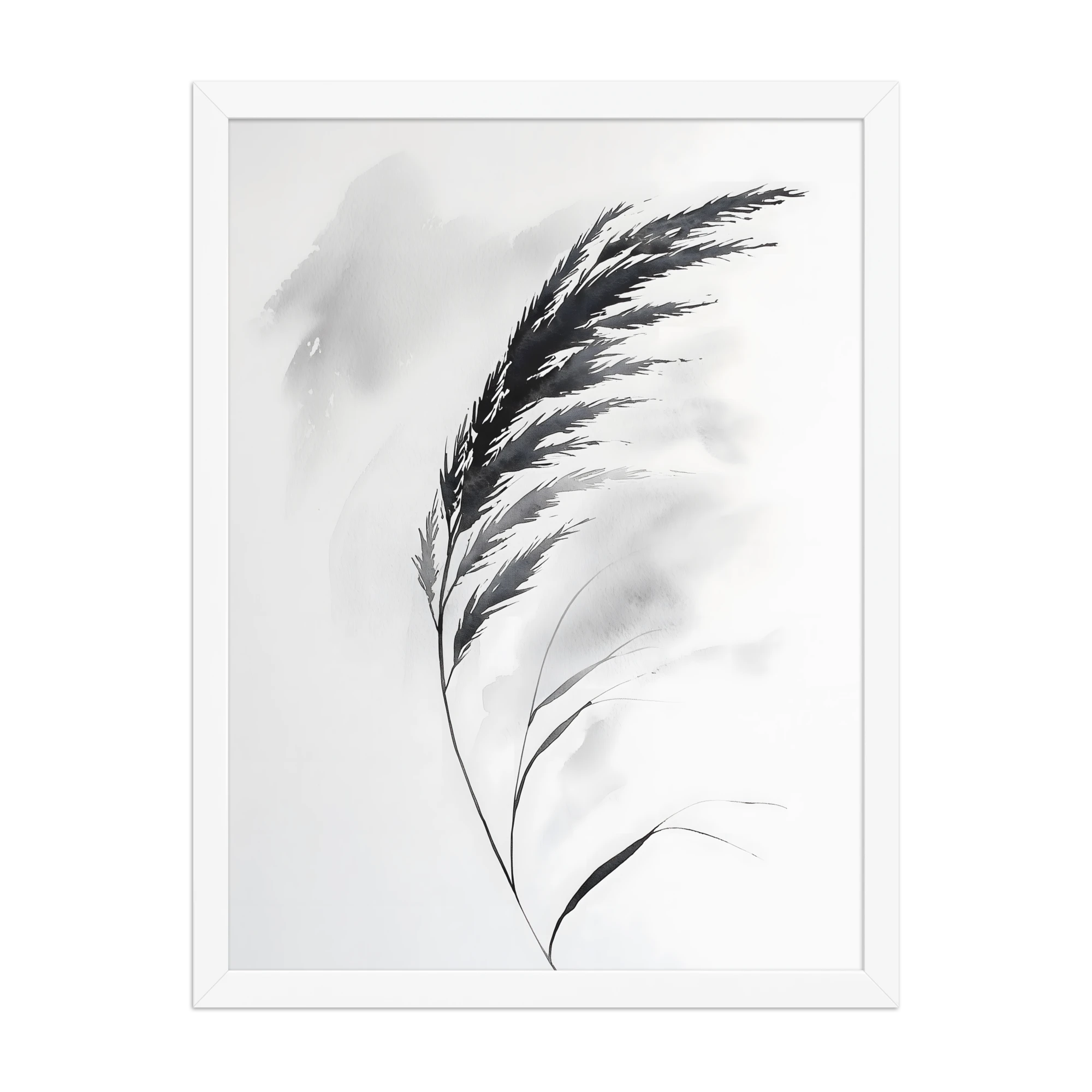 Wild Grass — Japandi zen nature framed print, minimalist Japanese wall art