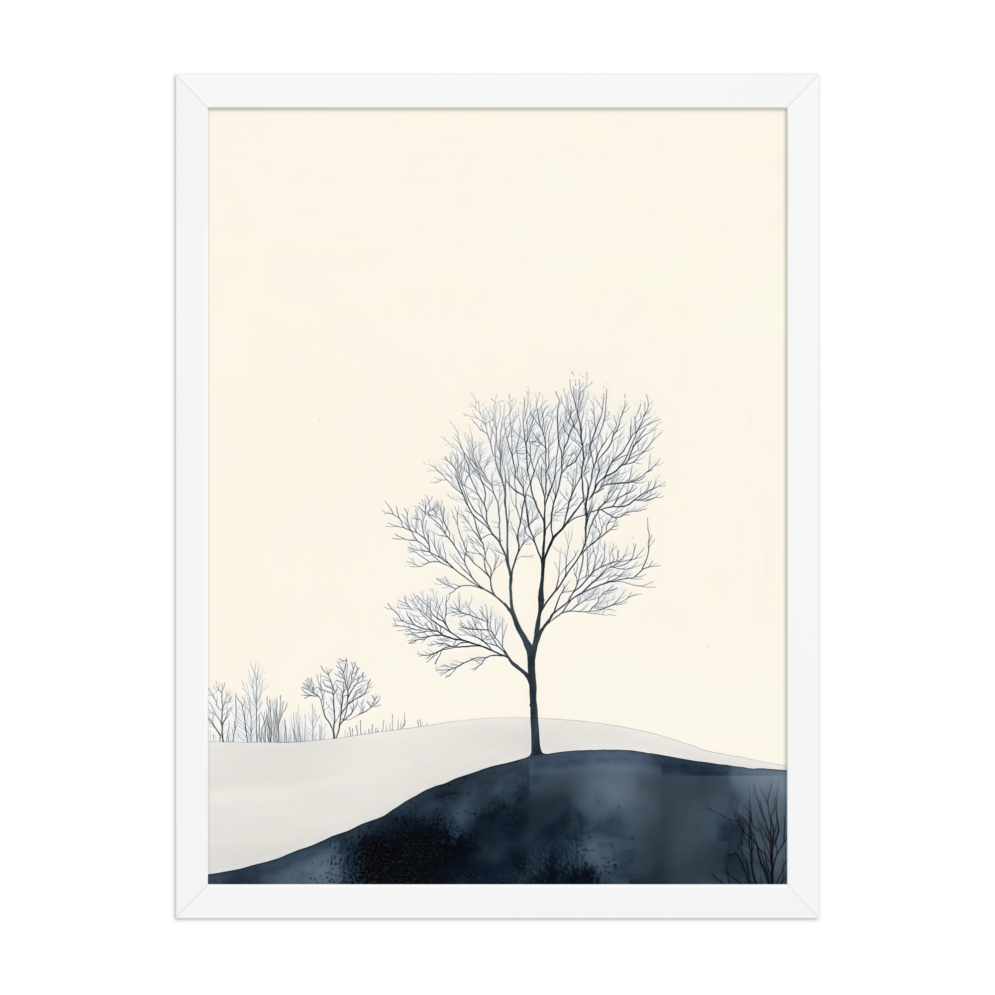 Distant Divide — Japandi ma framed print, minimalist Japanese wall art