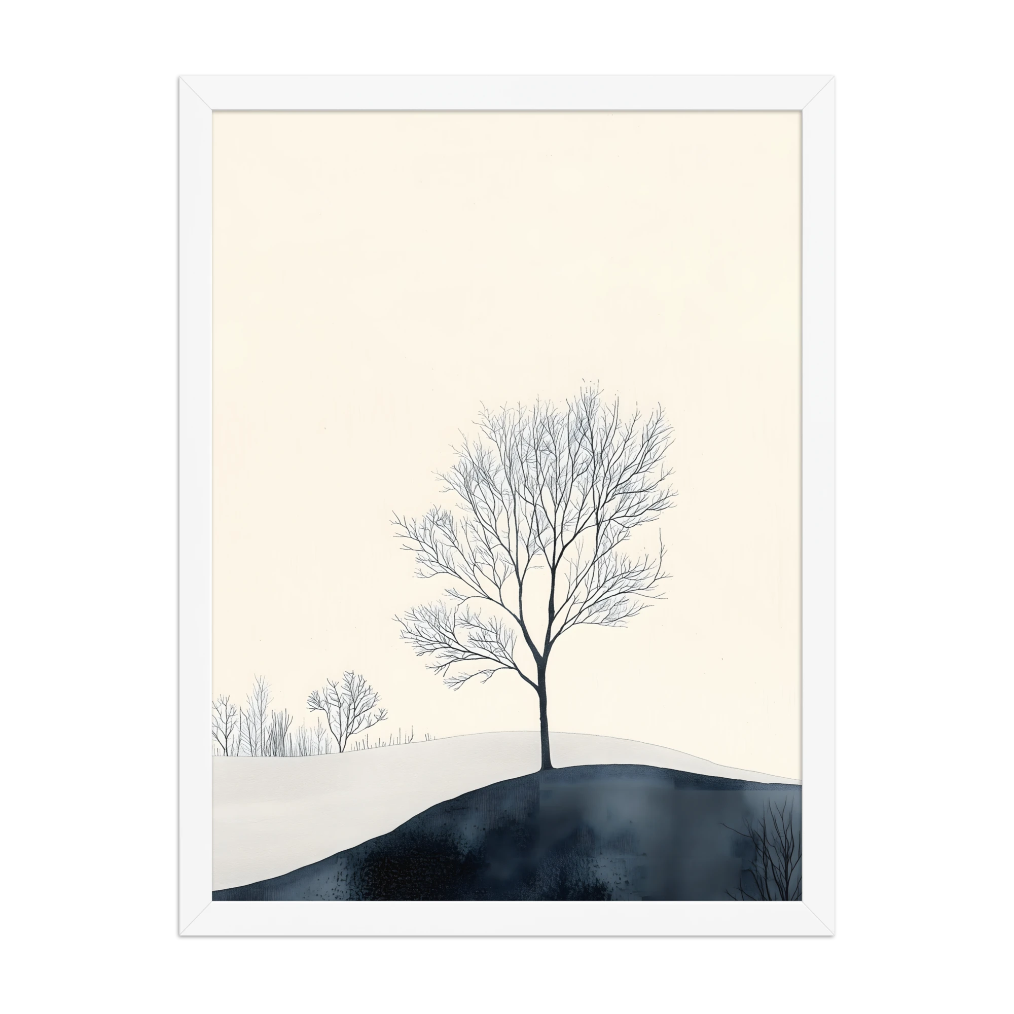 Distant Divide — Japandi ma framed print, minimalist Japanese wall art