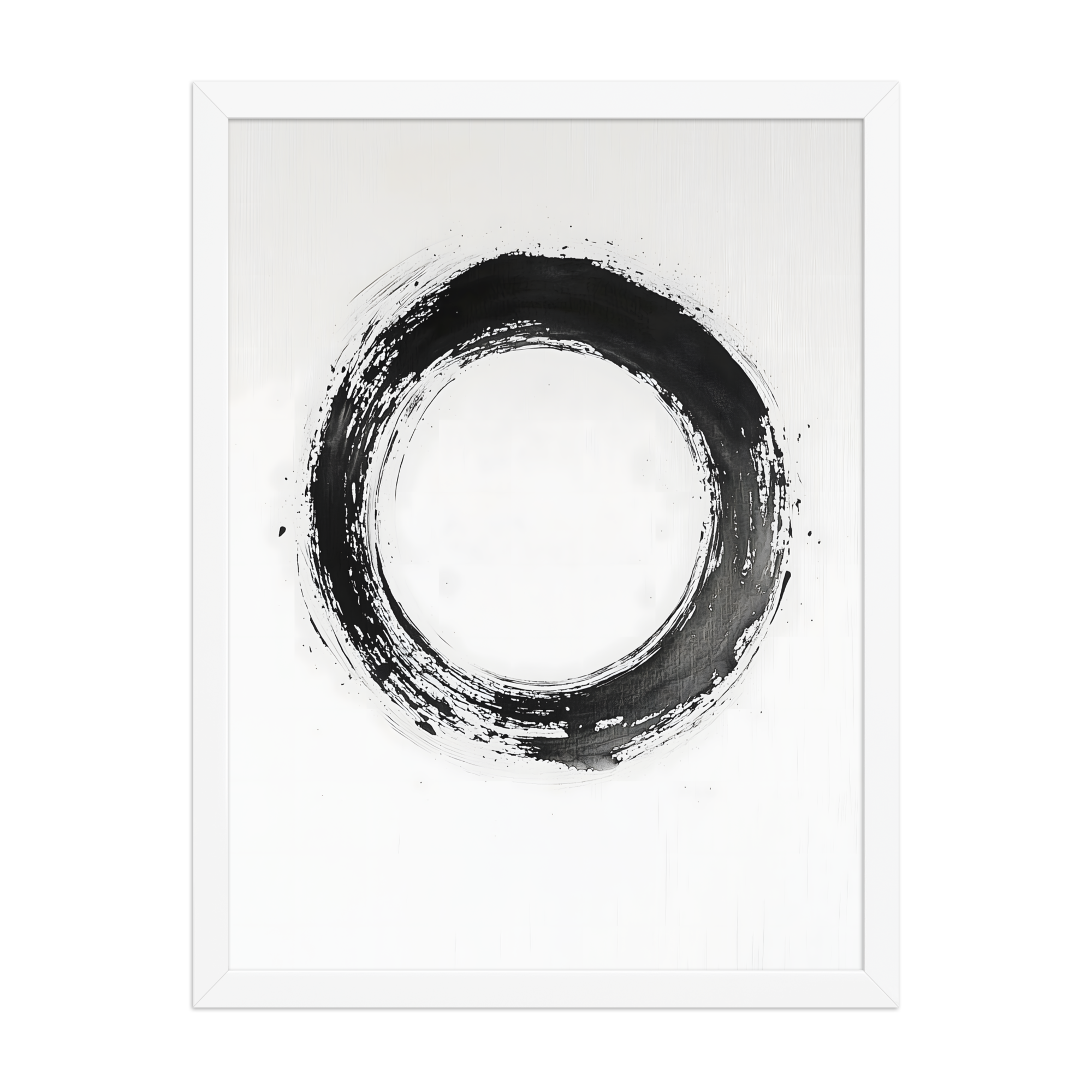 One Stroke — Japandi zen ink framed print, minimalist Japanese wall art