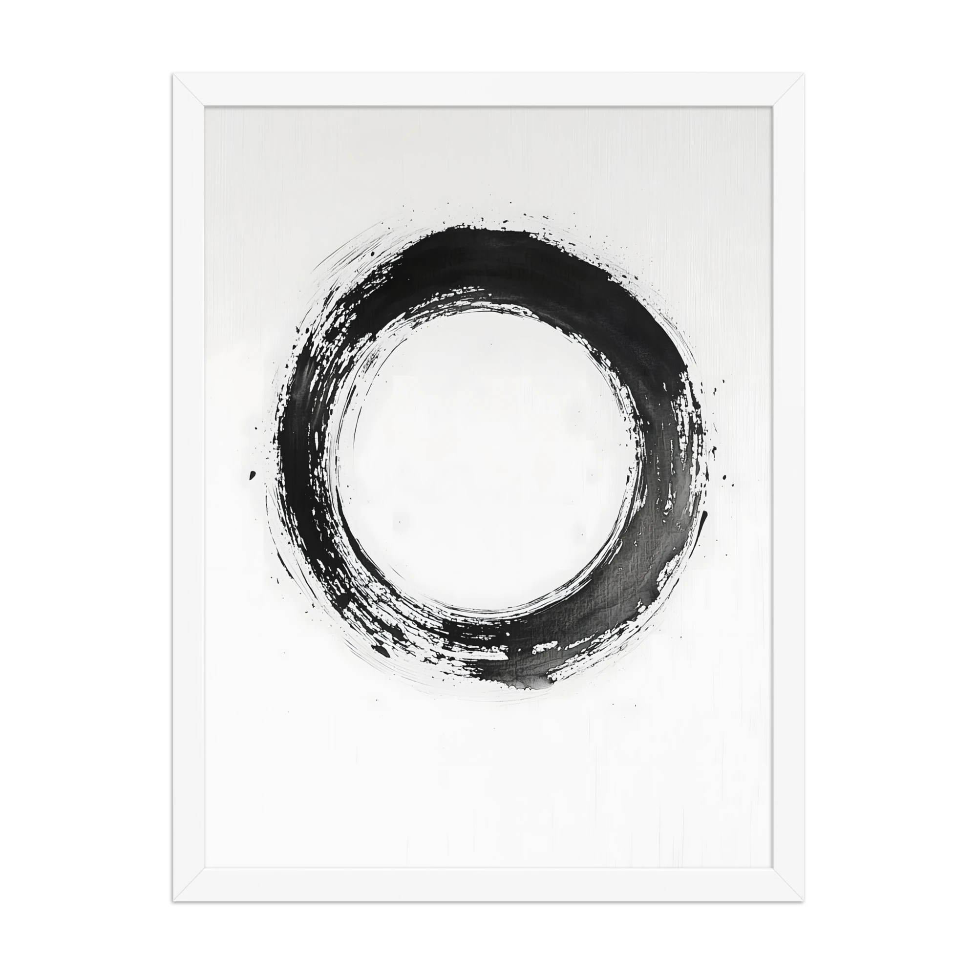 One Stroke — Japandi zen ink framed print, minimalist Japanese wall art