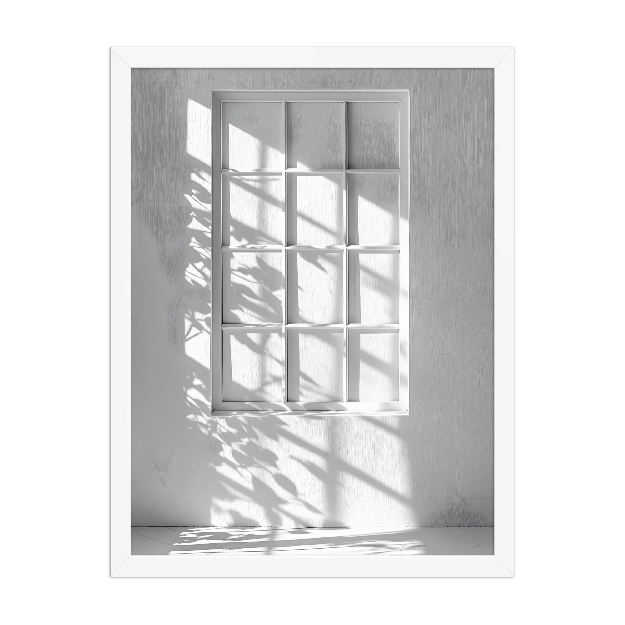 Shadow Play — Japandi komorebi framed print, minimalist Japanese wall art