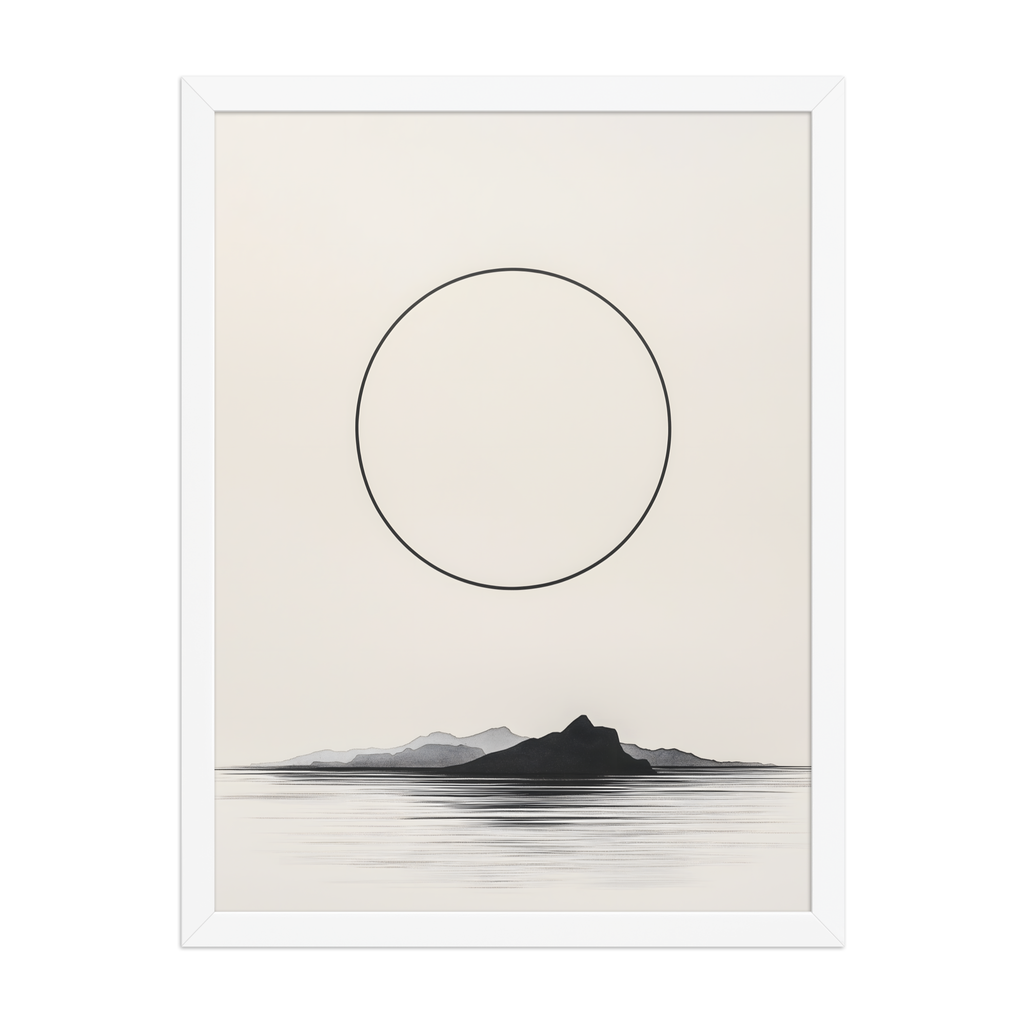Circle and Space — Japandi ma framed print, minimalist Japanese wall art