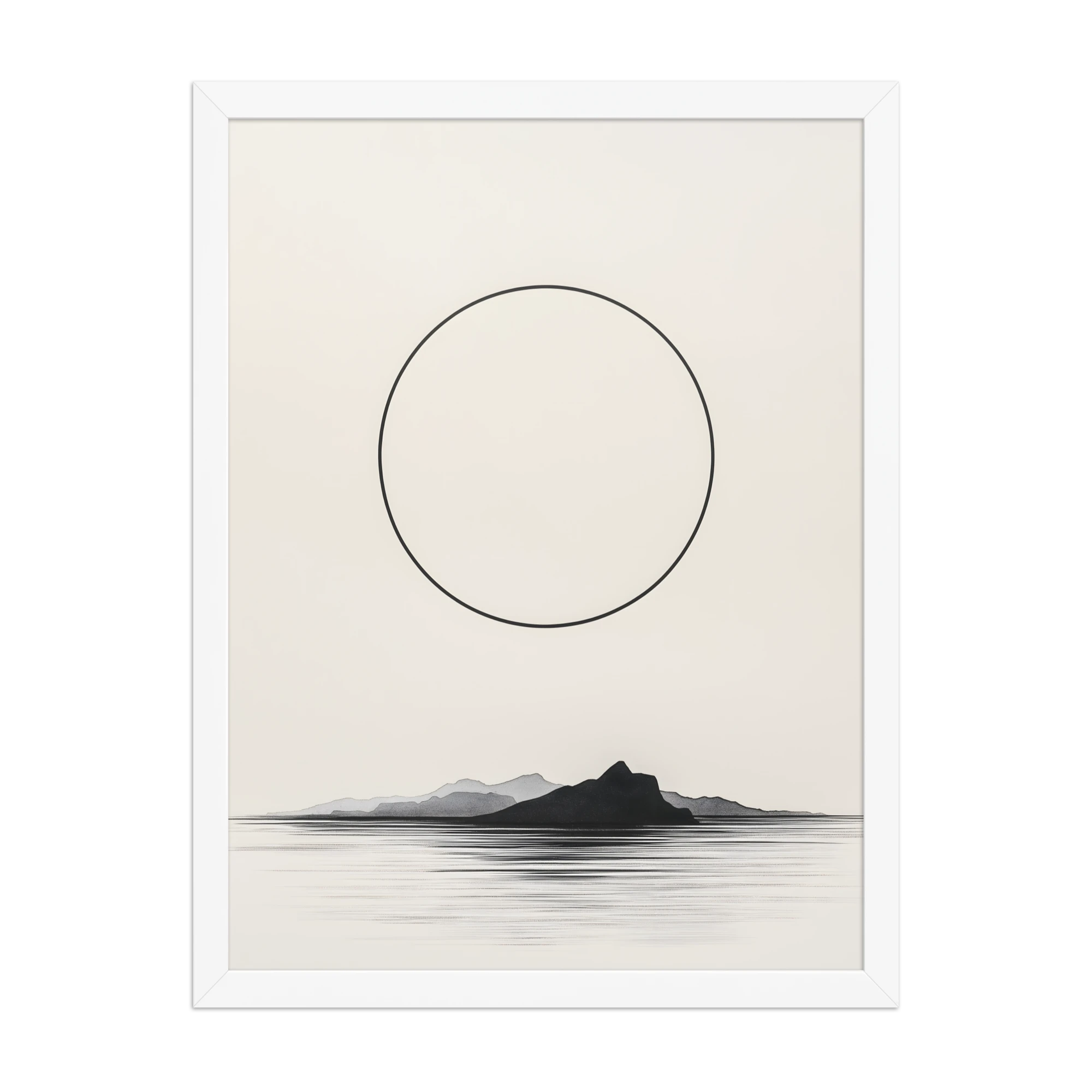 Circle and Space — Japandi ma framed print, minimalist Japanese wall art