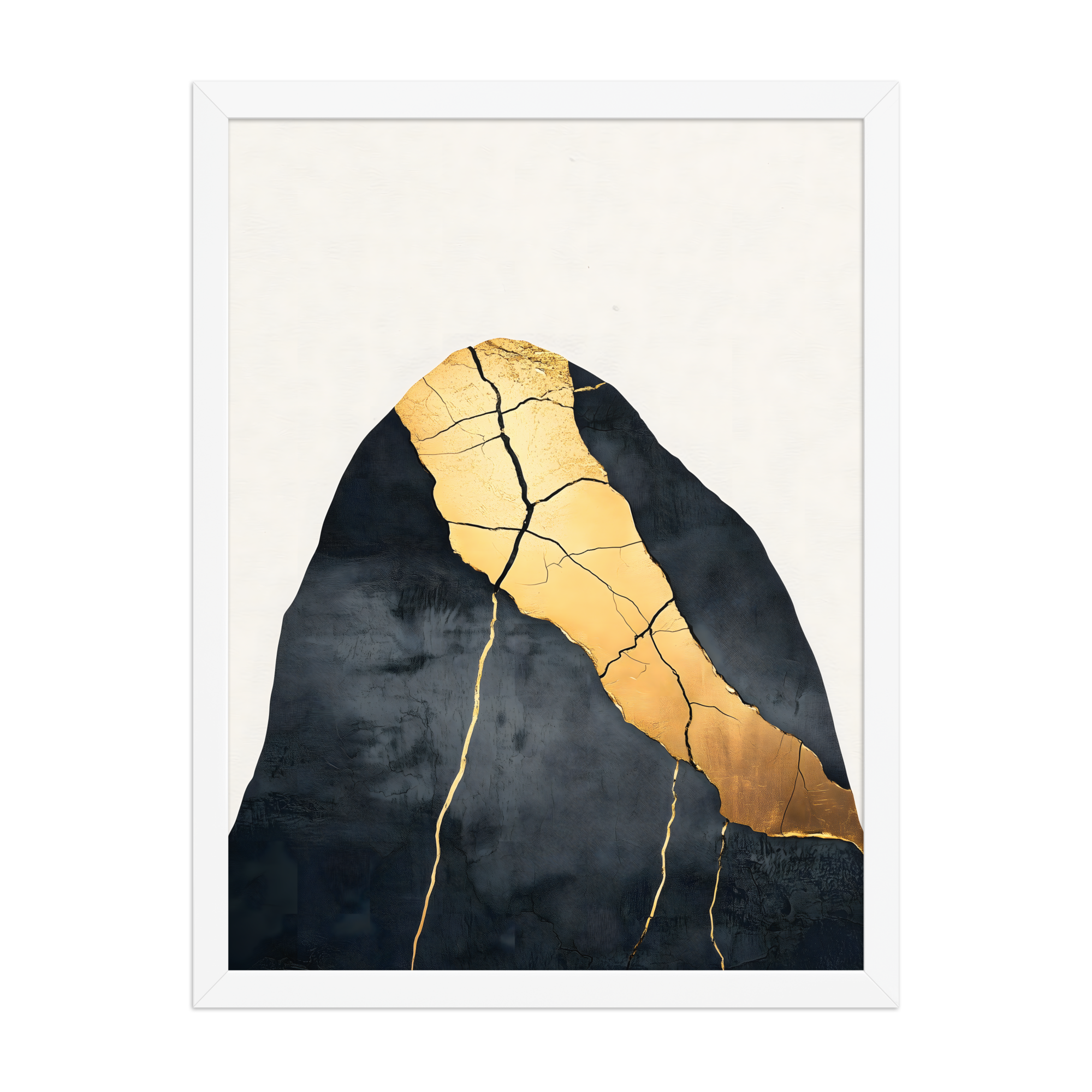 Kintsugi Lines — Japandi wabi-sabi framed print, minimalist Japanese wall art