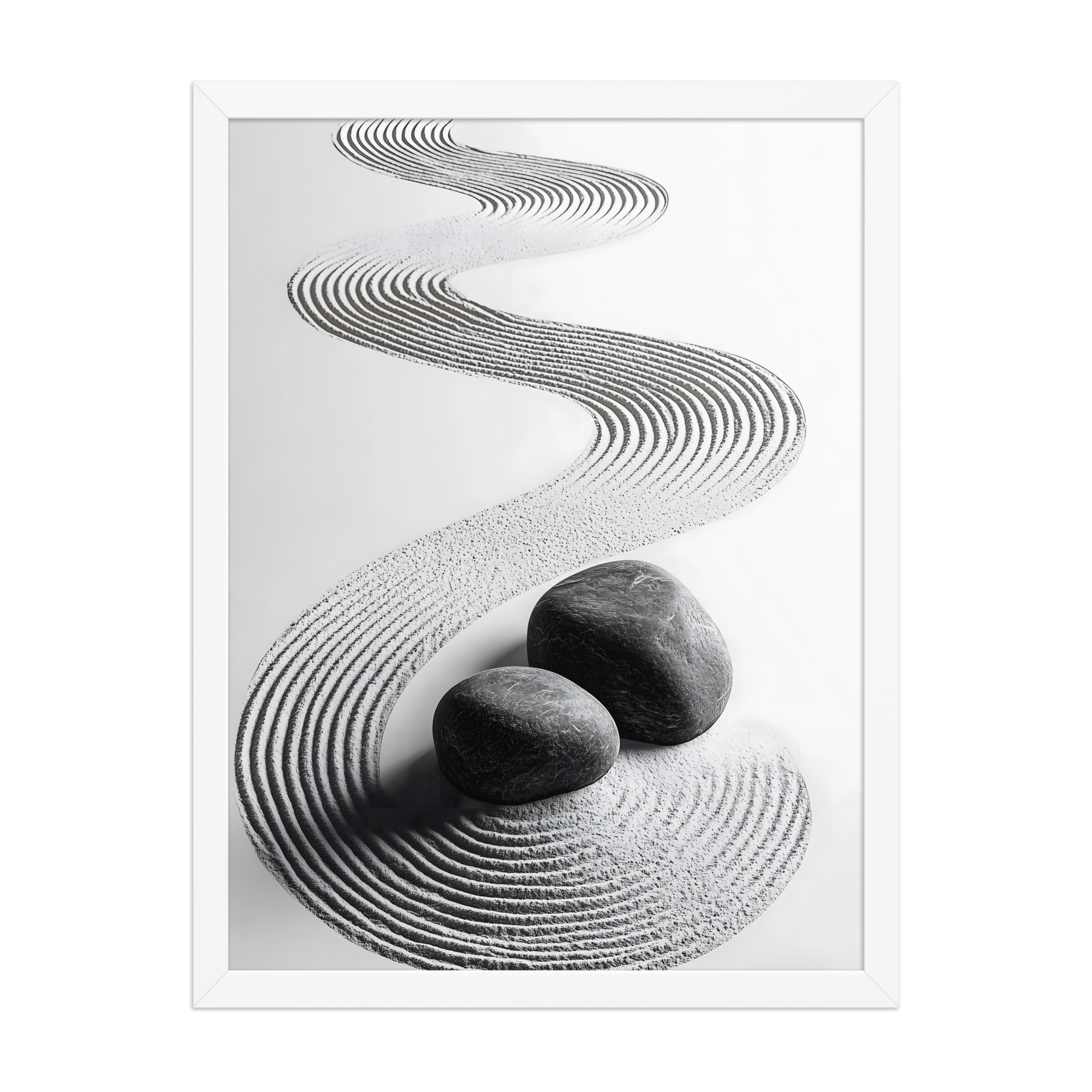Pebble Garden — Japandi zen nature framed print, minimalist Japanese wall art